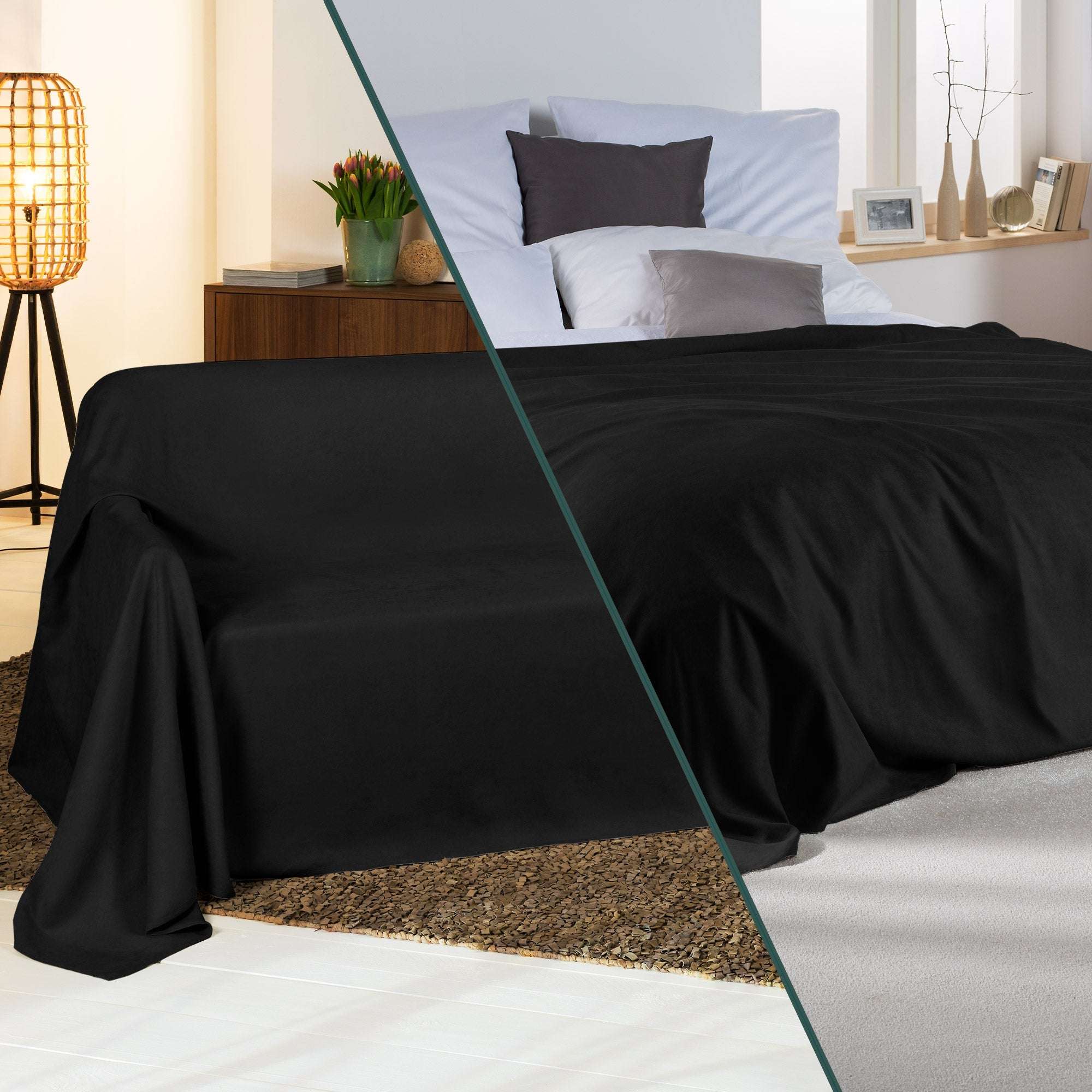 Beautissu Romantica Wildlederoptik Tagesdecke 210x280cm in Wohnraum.