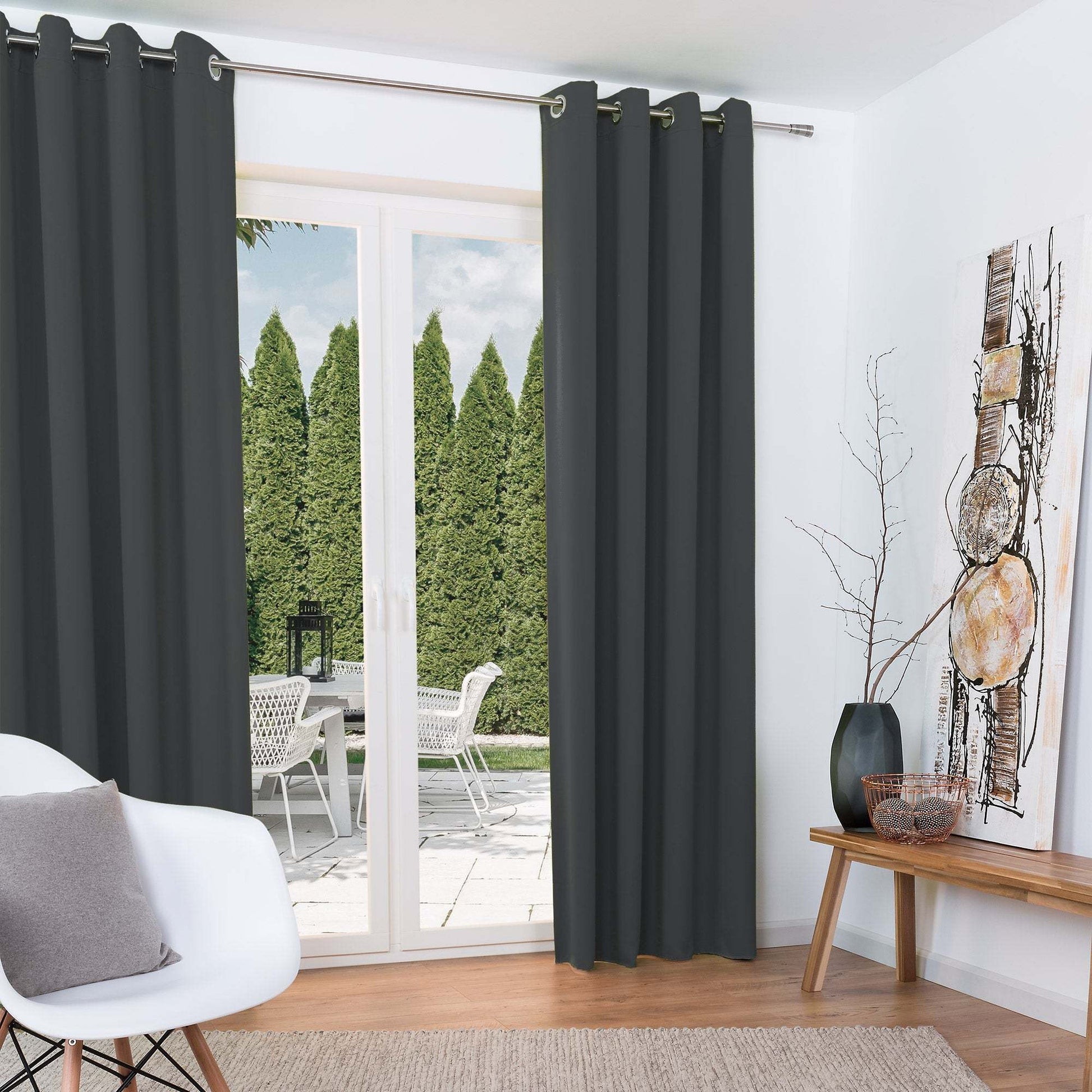 Beautissu Ösenschal Amelie blackout curtains, elegant design, lightproof, polyester, living room decor.