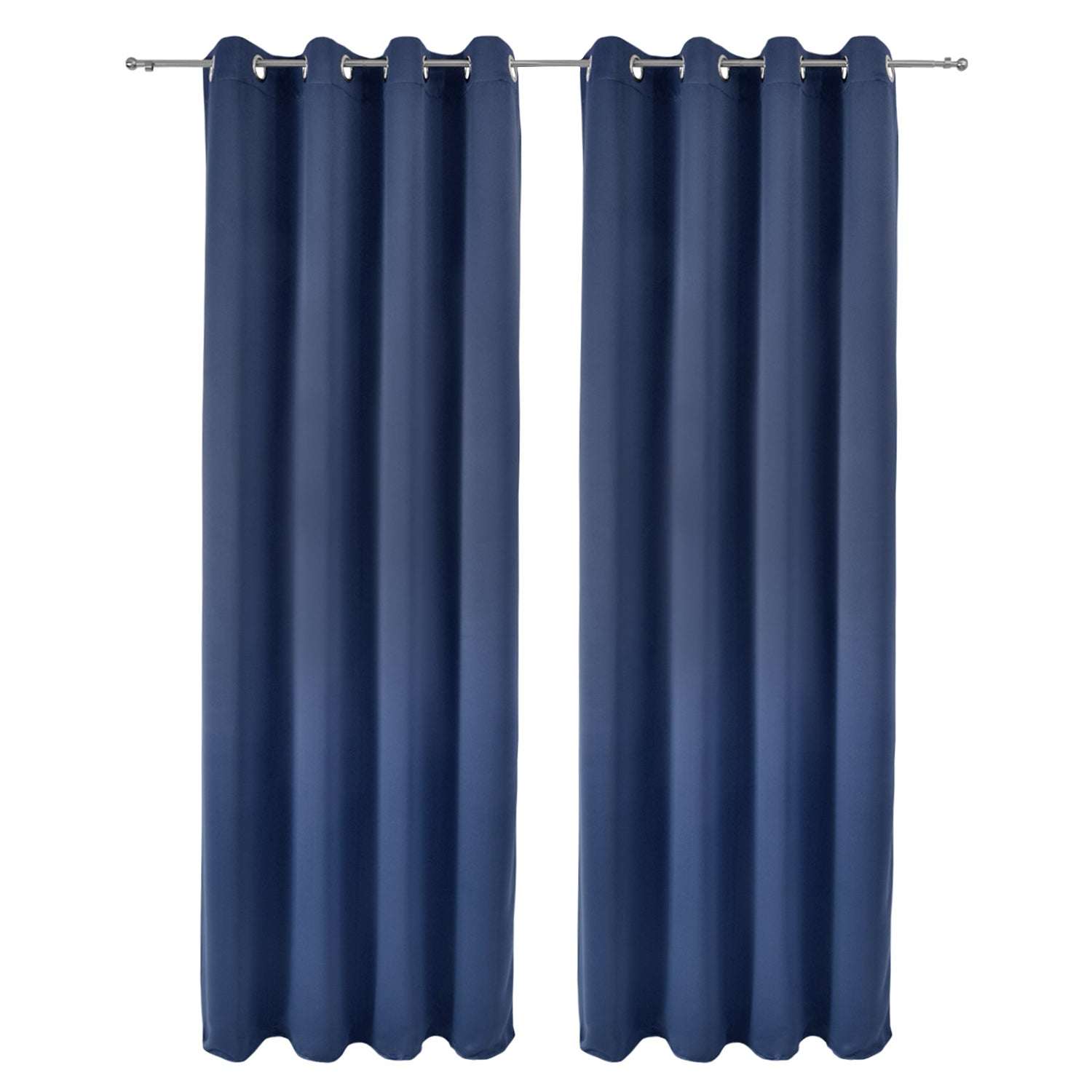Beautissu Ösenschal Amelie Blackout Vorhänge in Blau, 100% lichtundurchlässig, 2er Set.