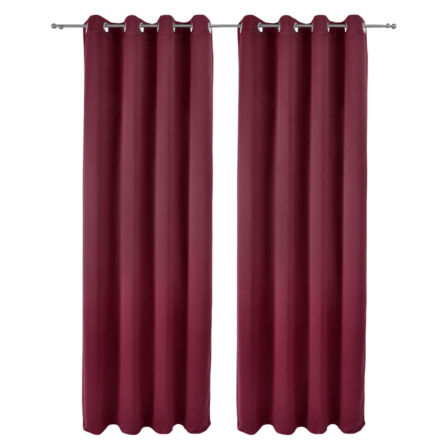 2er Set Beautissu Ösenschal Amelie Blackout Vorhänge in Weinrot, lichtundurchlässig, 100% Polyester.