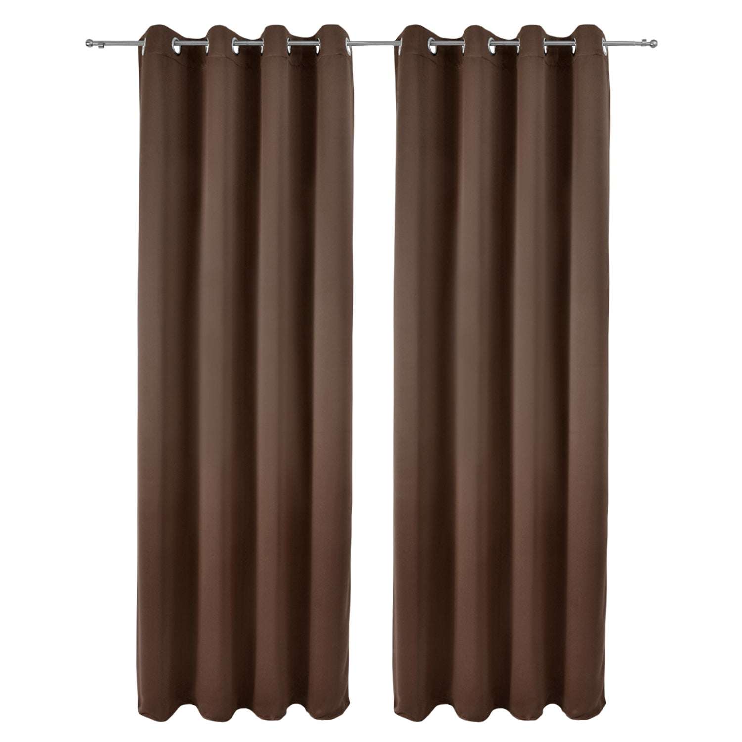 2er Set Beautissu Ösenschal Amelie Blackout Vorhänge in Braun, 100% Polyester, lichtundurchlässig, dekorativ.