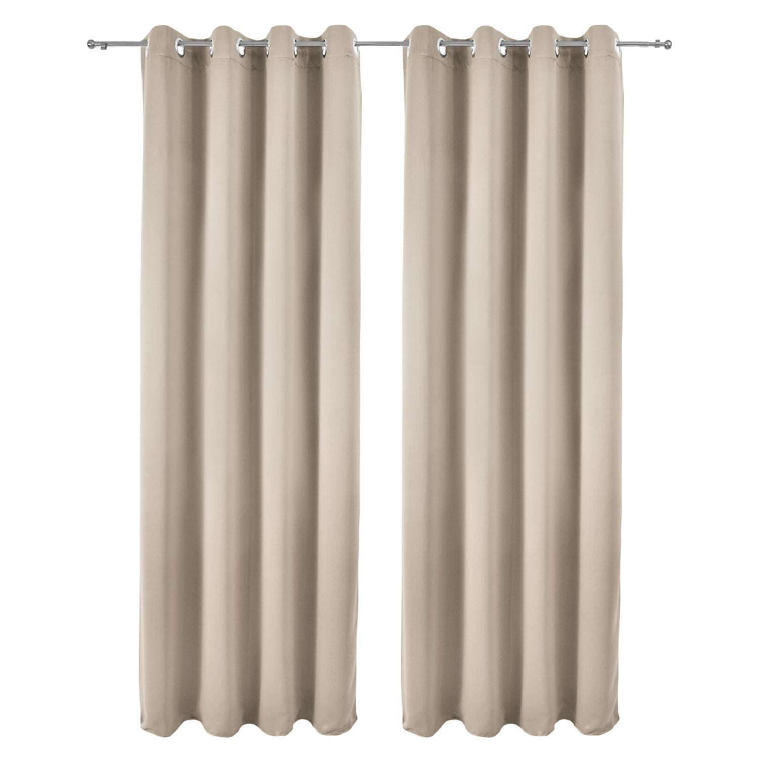 Beautissu Ösenschal Amelie Blackout Vorhänge, beige, lichtundurchlässig, 2er Set.