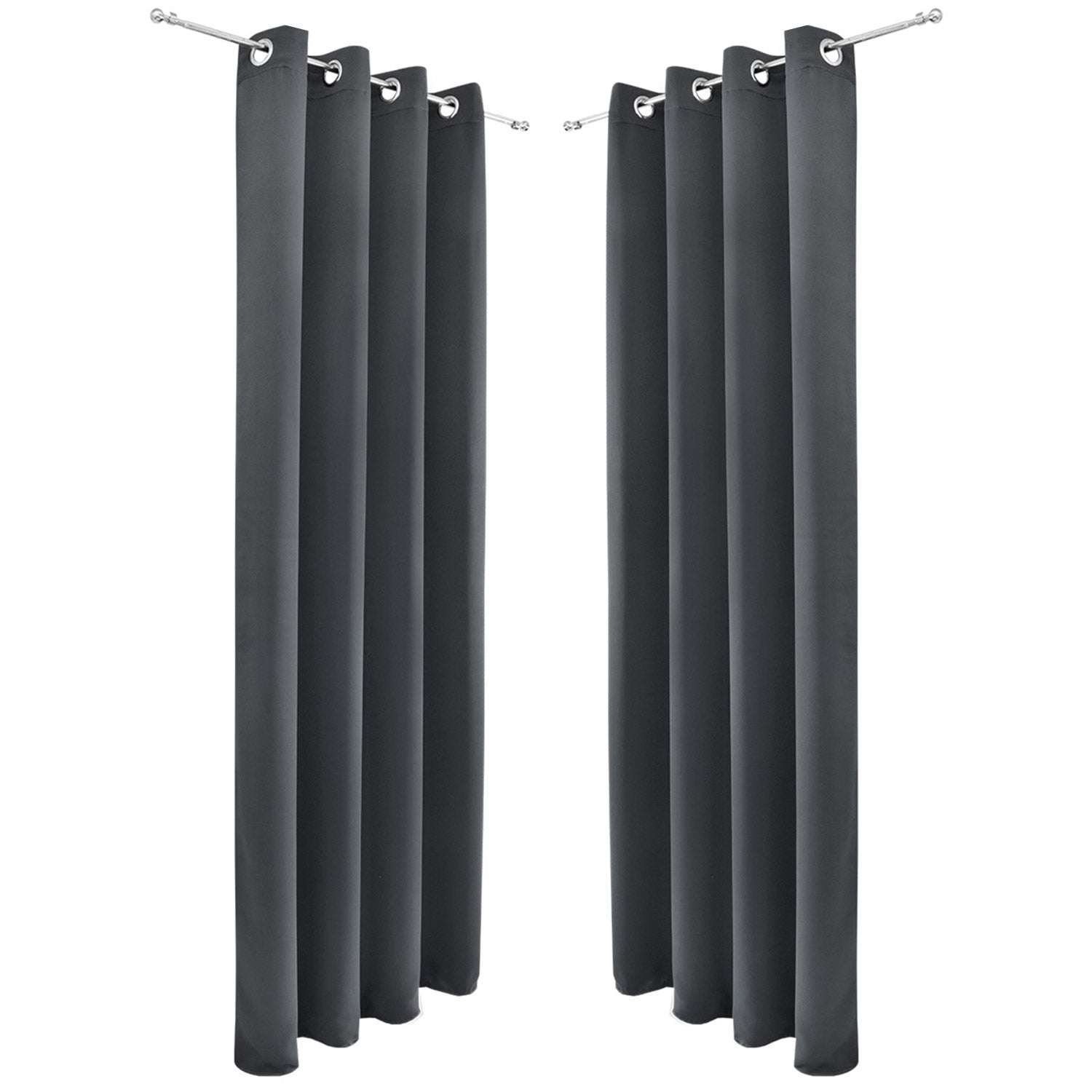 2er Set Beautissu Ösenschal Amelie Blackout Vorhänge in Grau, lichtundurchlässig, 140x245cm, mit stabilen Ösen.