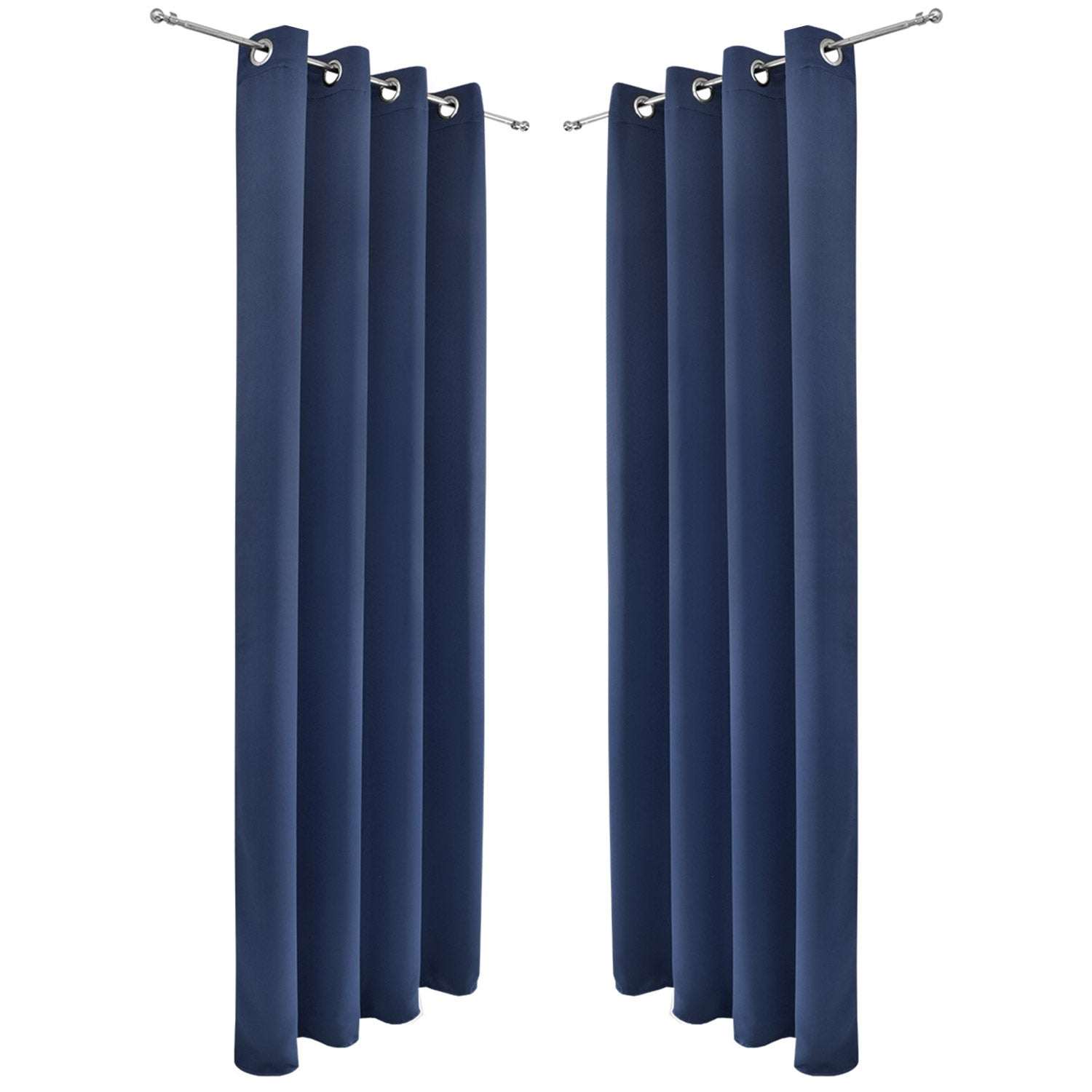 2er Set Beautissu Ösenschal Amelie Blackout Vorhänge, 100% Polyester, lichtundurchlässig, dekorativer Faltenwurf, blau.