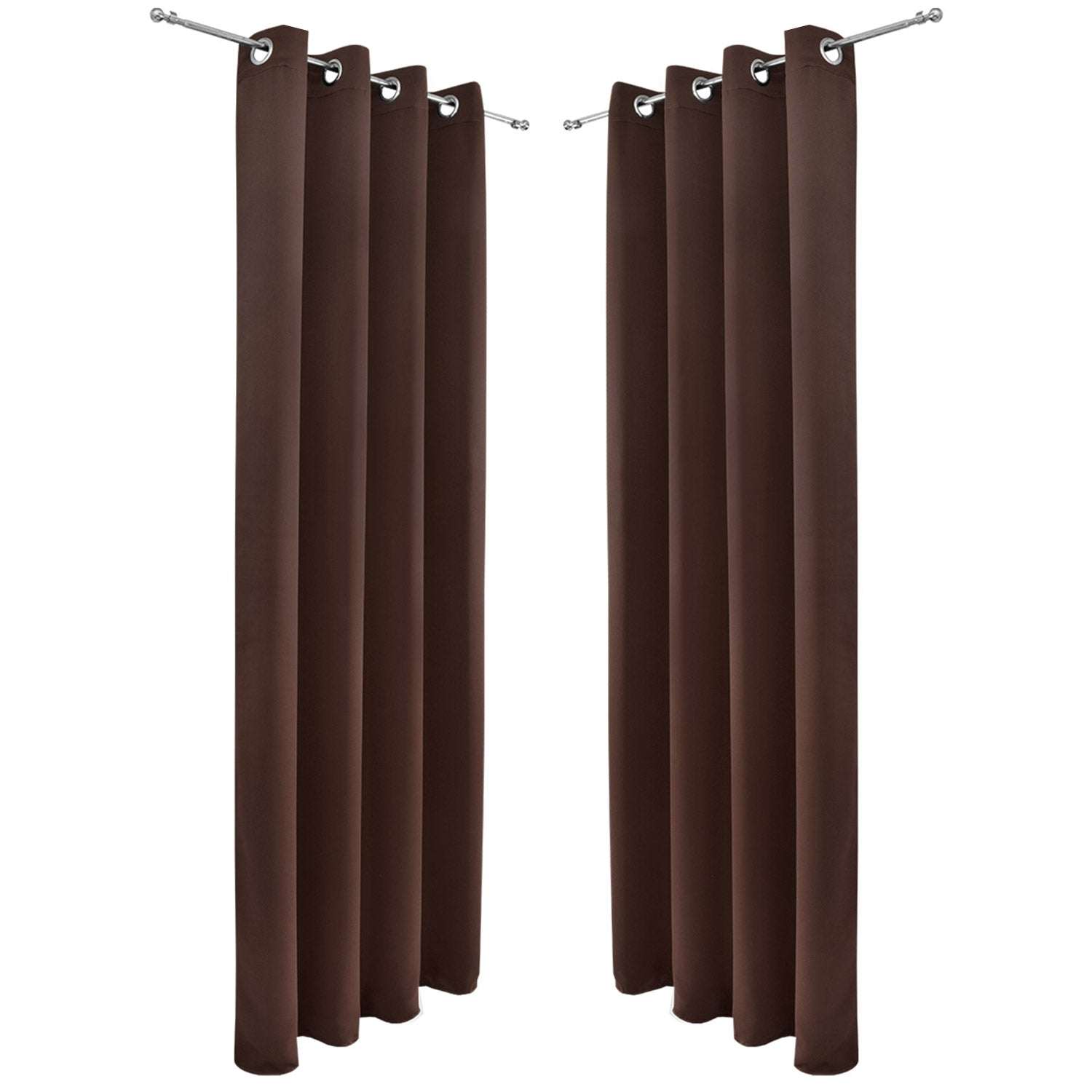 2er Set Beautissu Ösenschal Amelie Blackout Vorhänge in Braun, lichtundurchlässig, 140x245cm, 100% Polyester.