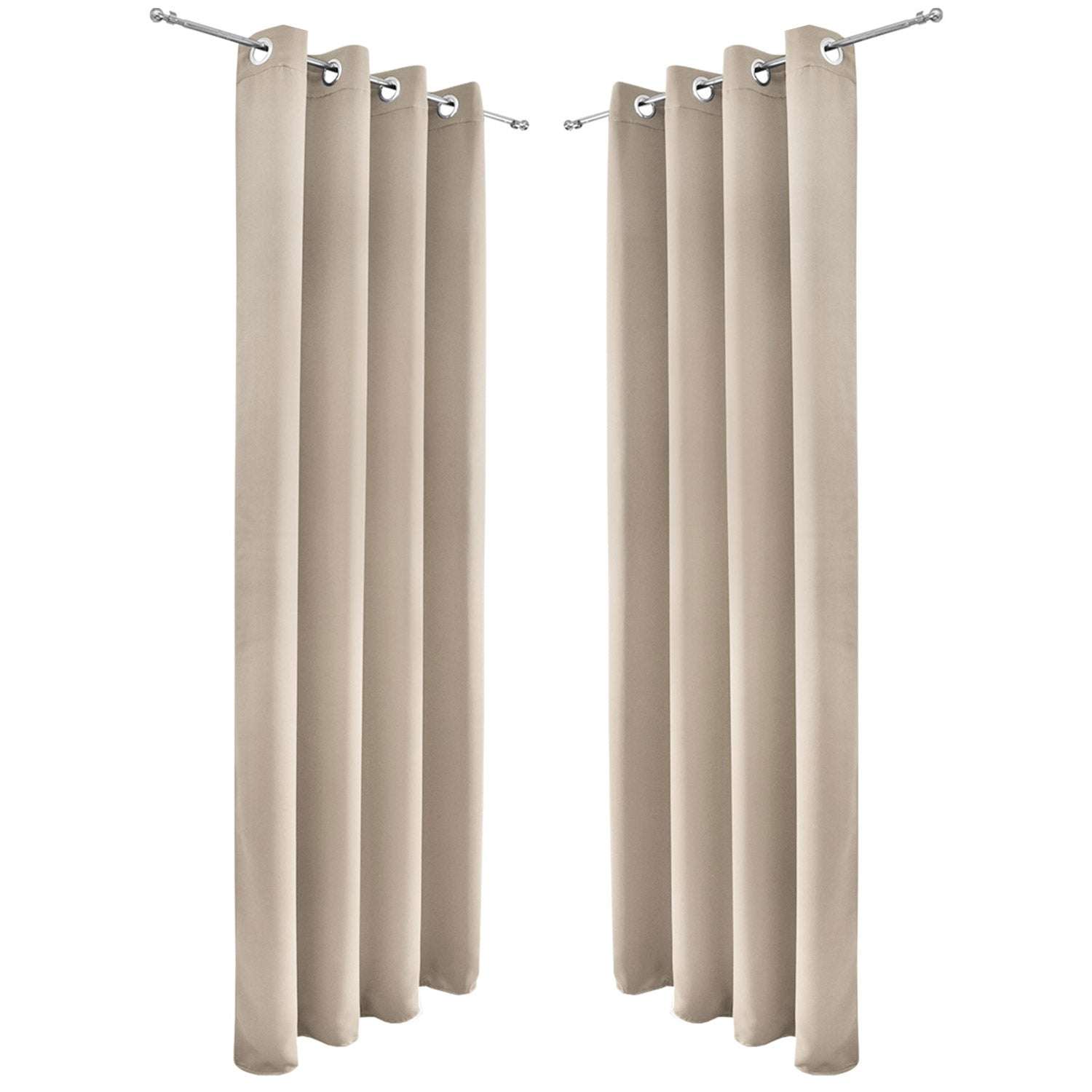 Beautissu Ösenschal Amelie Blackout Vorhänge in Beige, 2er Set, 100% Polyester, lichtundurchlässig.
