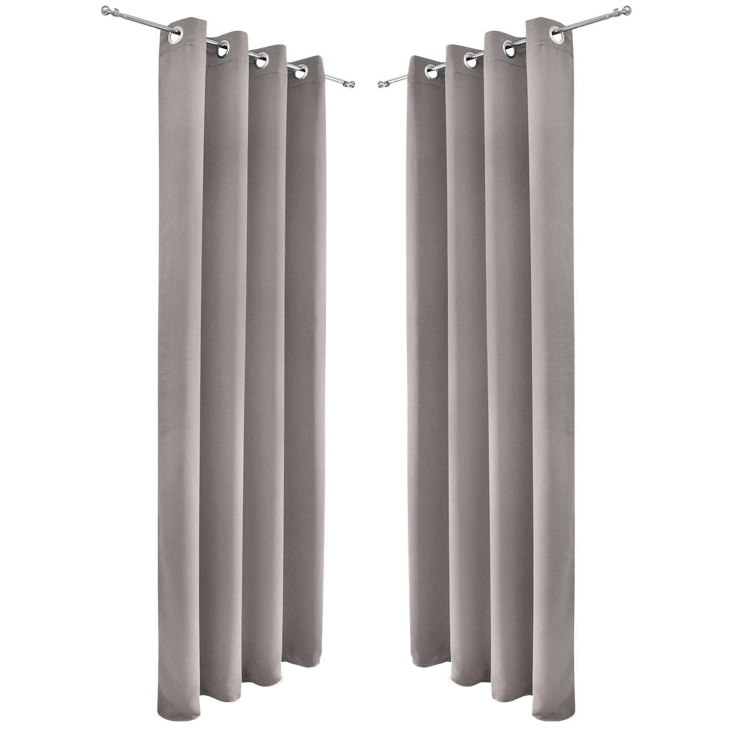Beautissu Ösenschal Amelie blackout curtains set in neutral color, 100% polyester with metal eyelets, 140x245cm size.