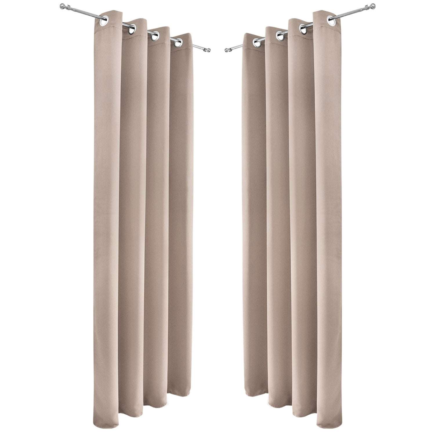 Beautissu Ösenschal Amelie Blackout Vorhänge in beige, 2er Set, 100% lichtundurchlässig, 100% Polyester, 8 Ösen, 140x245cm.