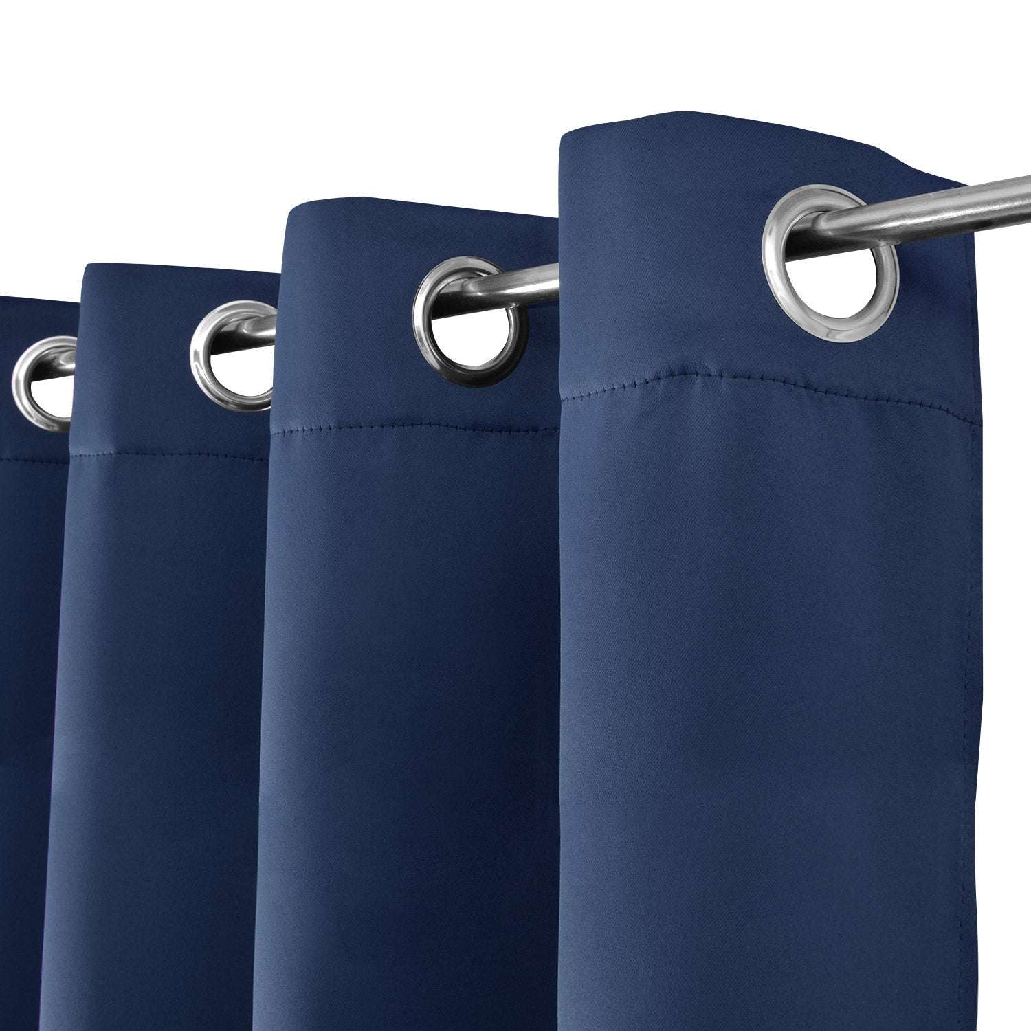 Beautissu Ösenschal Amelie Blackout Vorhänge in blau mit stabilen verchromten Ösen, lichtundurchlässig und dekorativ.