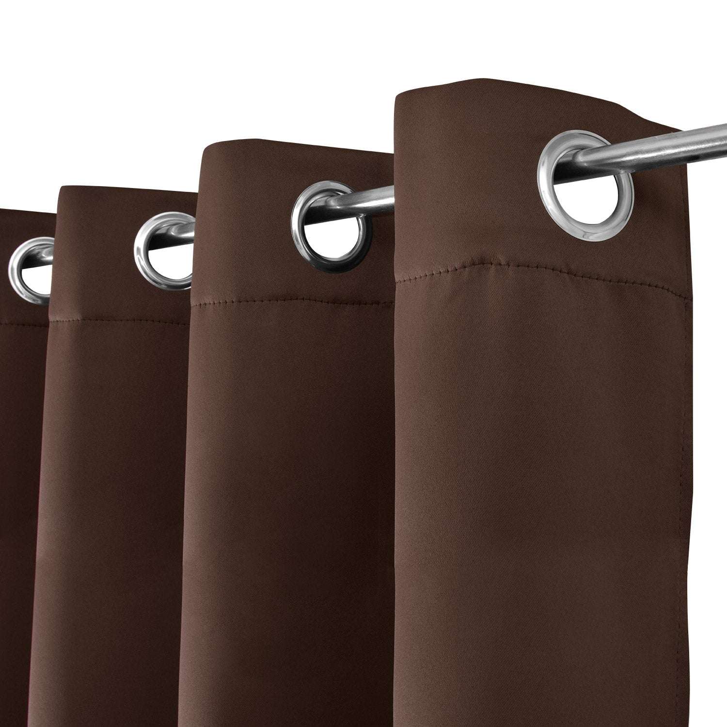 Beautissu Ösenschal Amelie blackout curtains in brown with grommet hanging.