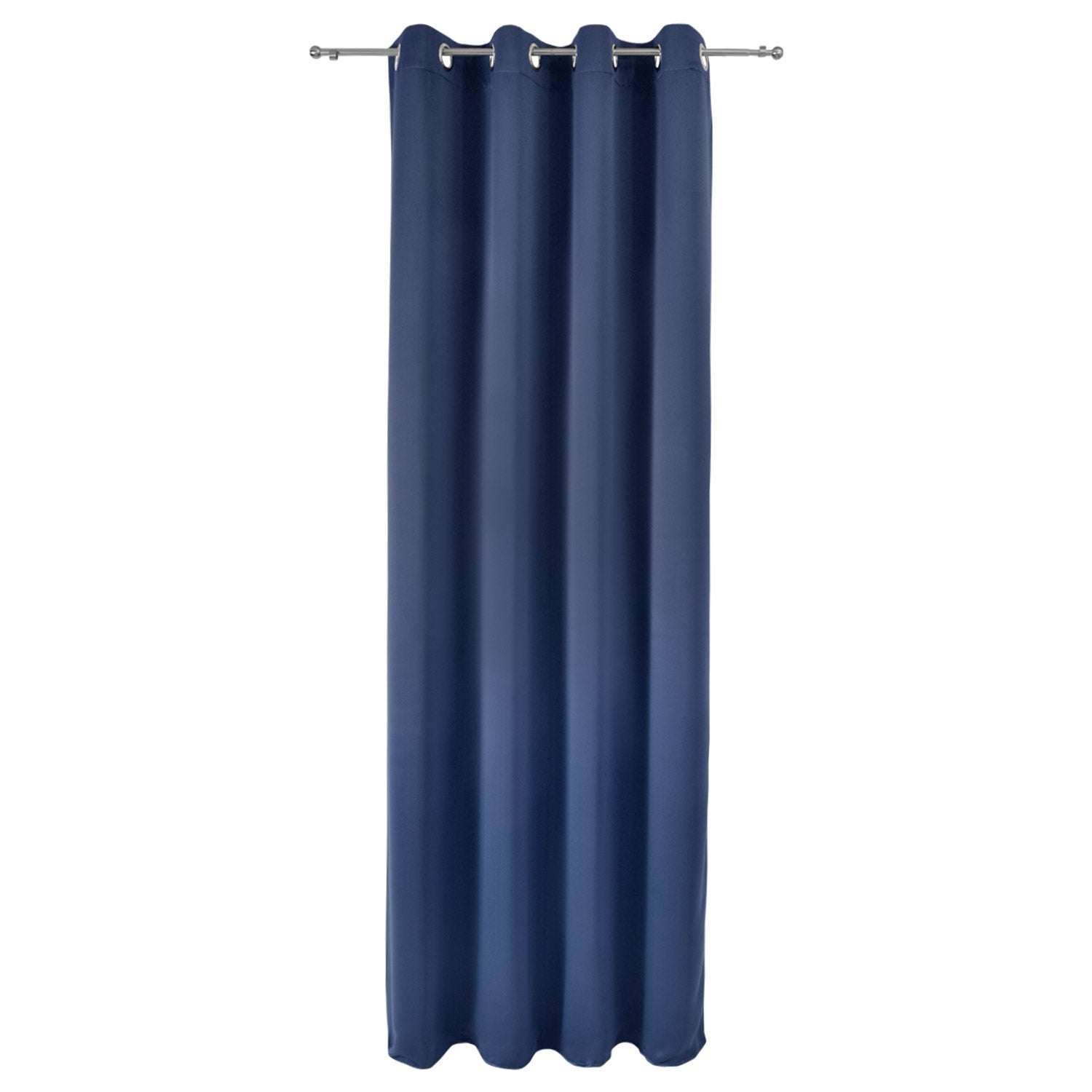 Beautissu Ösenschal Amelie blackout curtain, dark blue, 140x245 cm, UV-resistant polyester, decorative and light-blocking design.