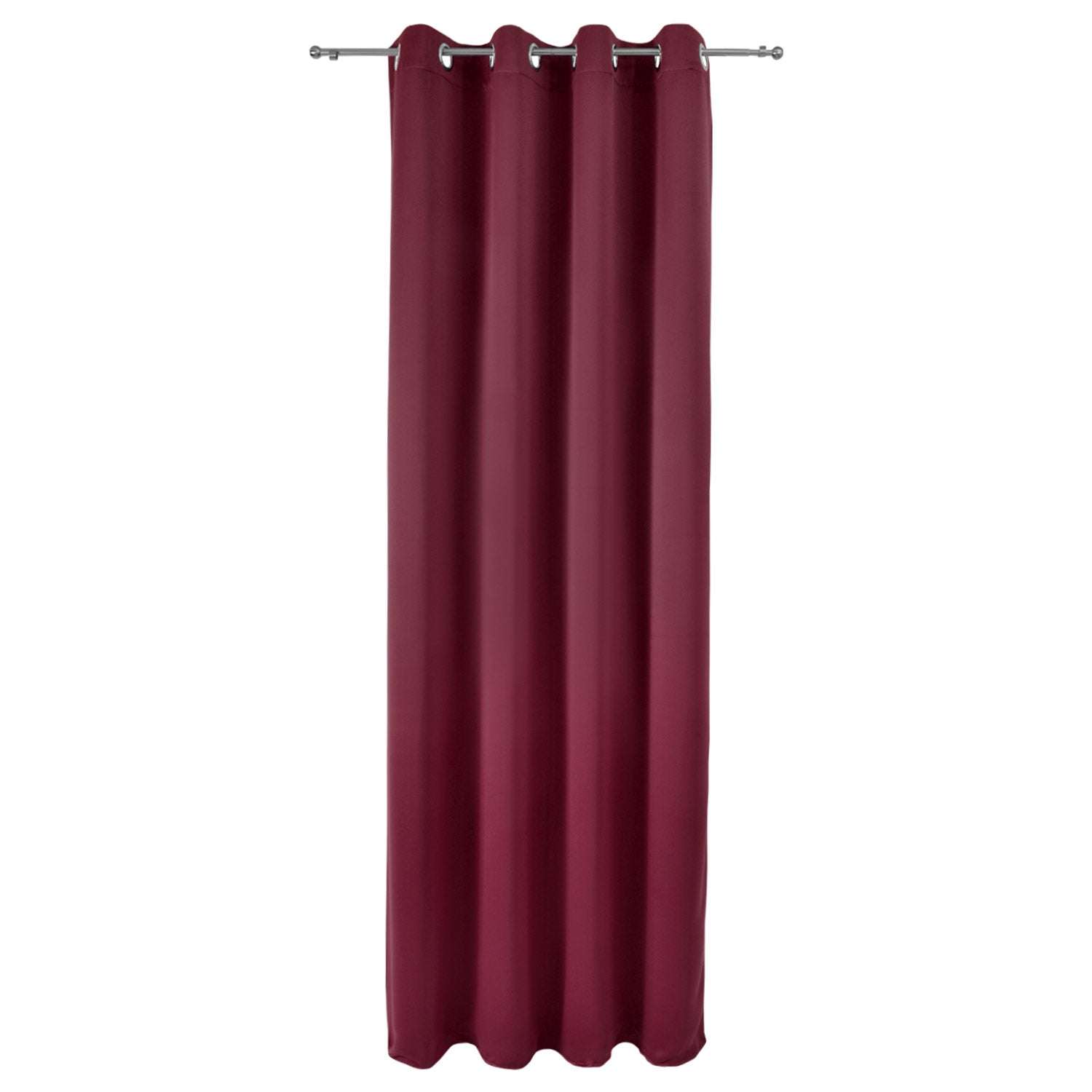 2er Set Beautissu Ösenschal Amelie Blackout Vorhänge, 100% Polyester, lichtundurchlässig, 8 Ösen, 140cm x 245cm, Bordeaux-rot.