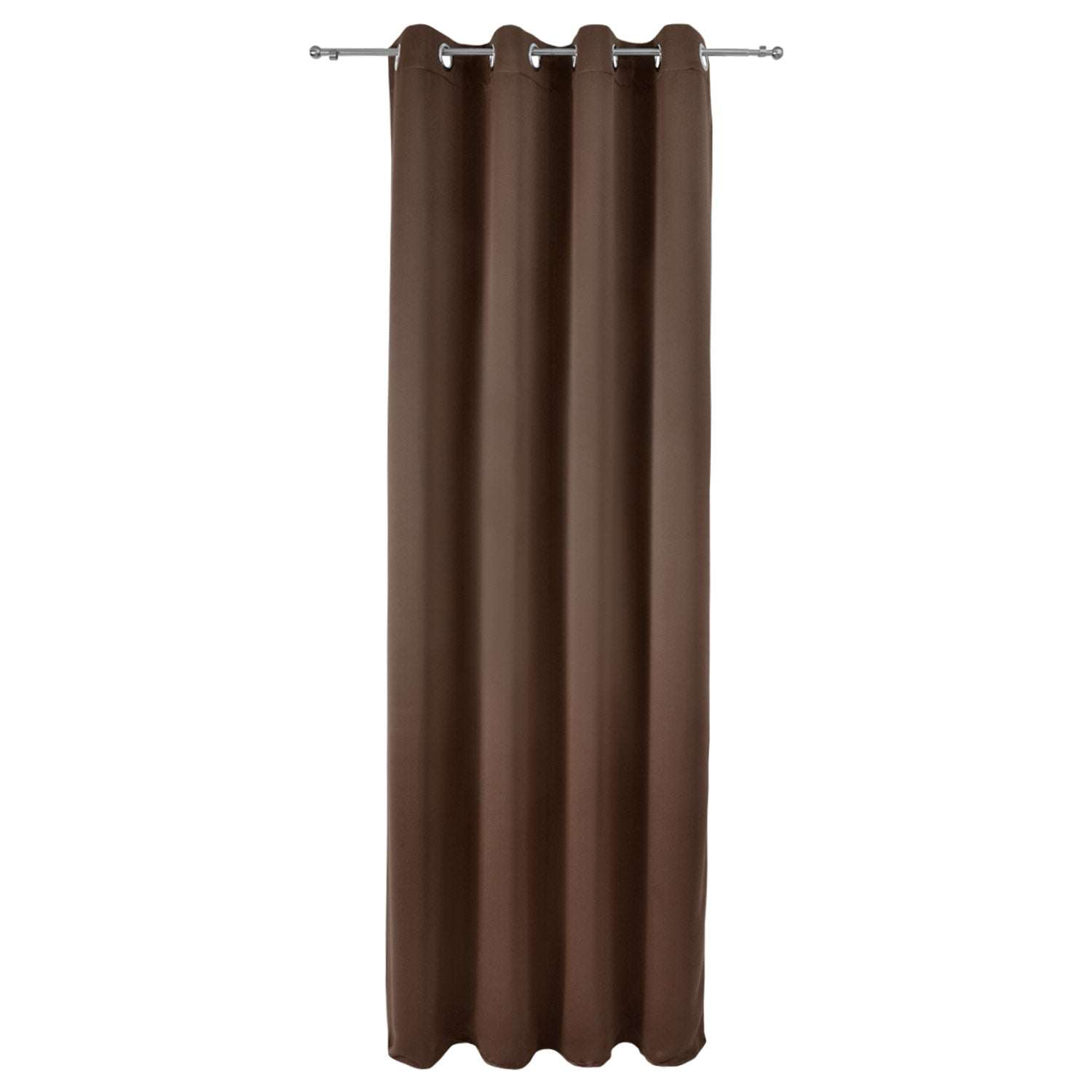 Beautissu Ösenschal Amelie blackout curtain, brown, 100% polyester, light-blocking with metal grommets.