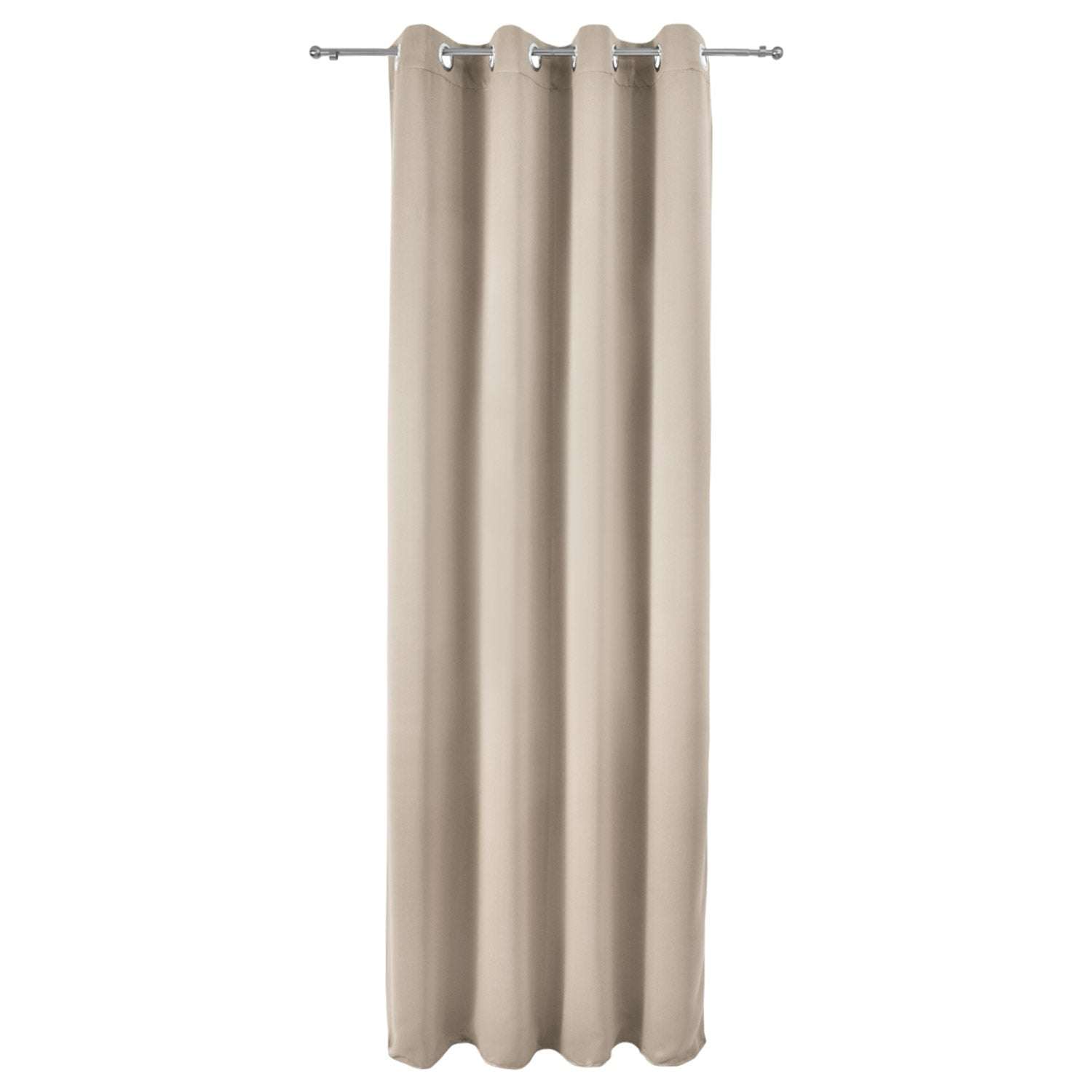 Beautissu Ösenschal Amelie, blackout curtain, 100% polyester, grommet top, beige color.
