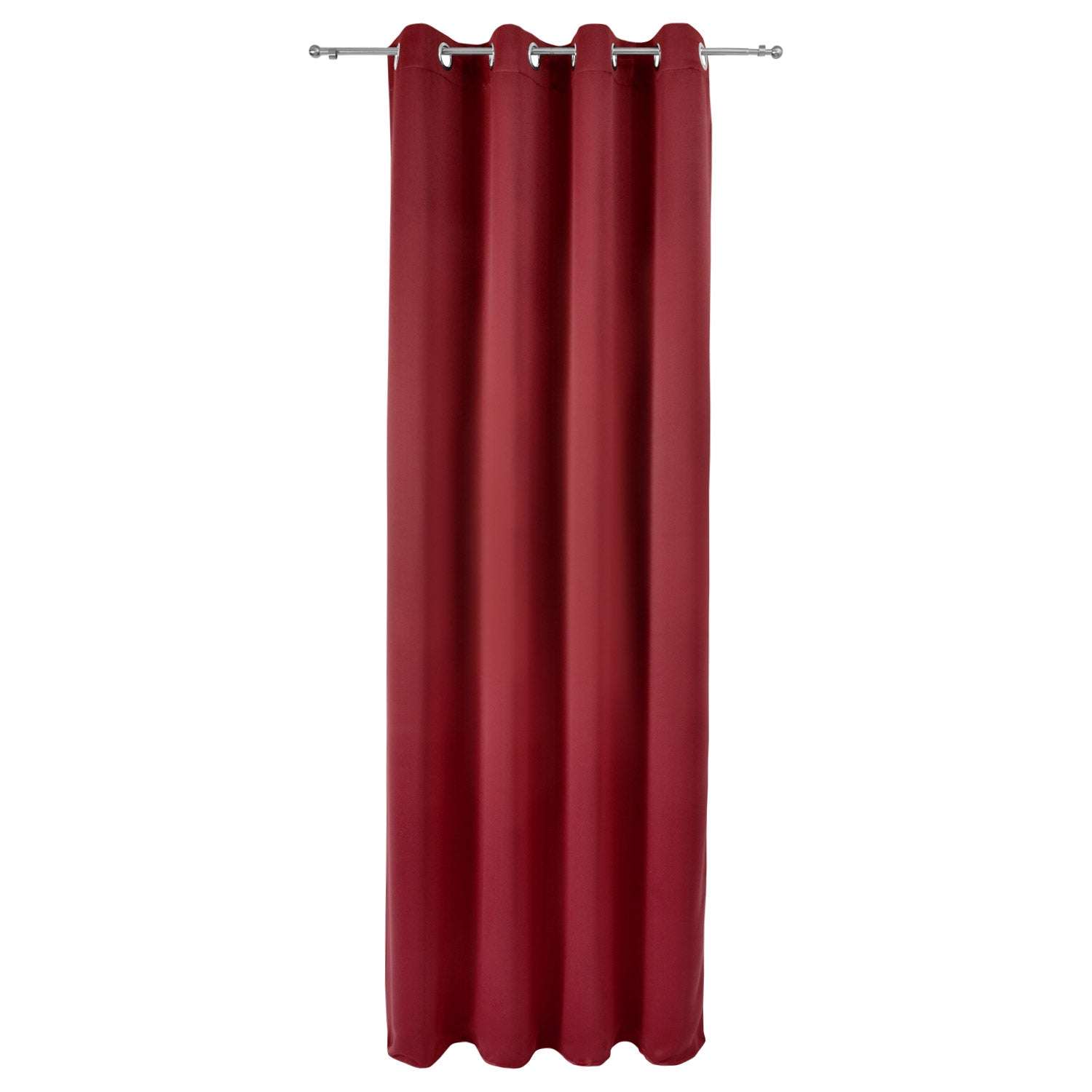 Beautissu Ösenschal Amelie blackout curtains, red, 100% polyester, light-blocking, UV-resistant, with metal eyelets.