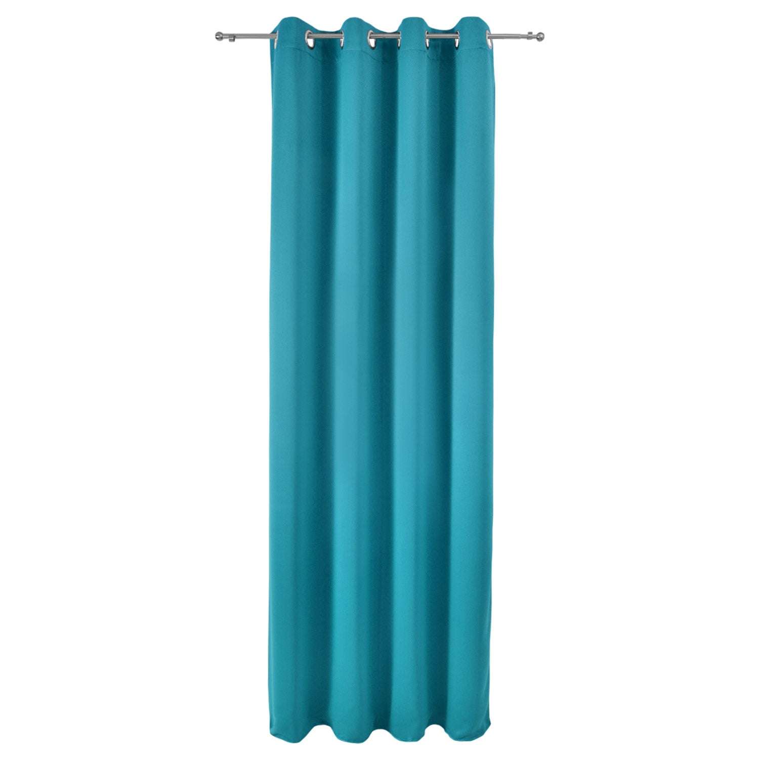 Beautissu Ösenschal Amelie blackout curtain in teal, light-blocking polyester with grommet hangings.