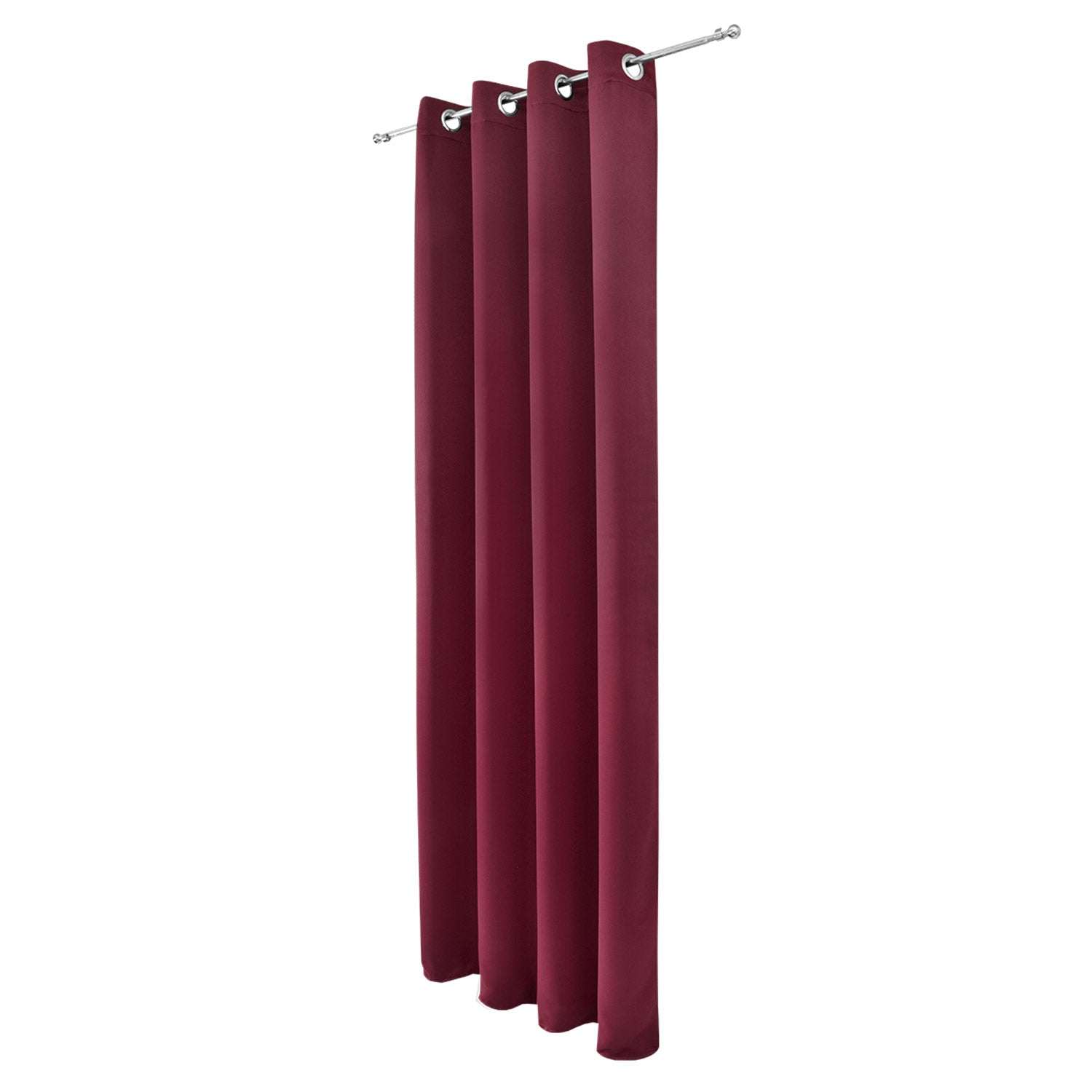 Beautissu Ösenschal Amelie blackout curtains in burgundy with metal eyelets for elegant room darkening.