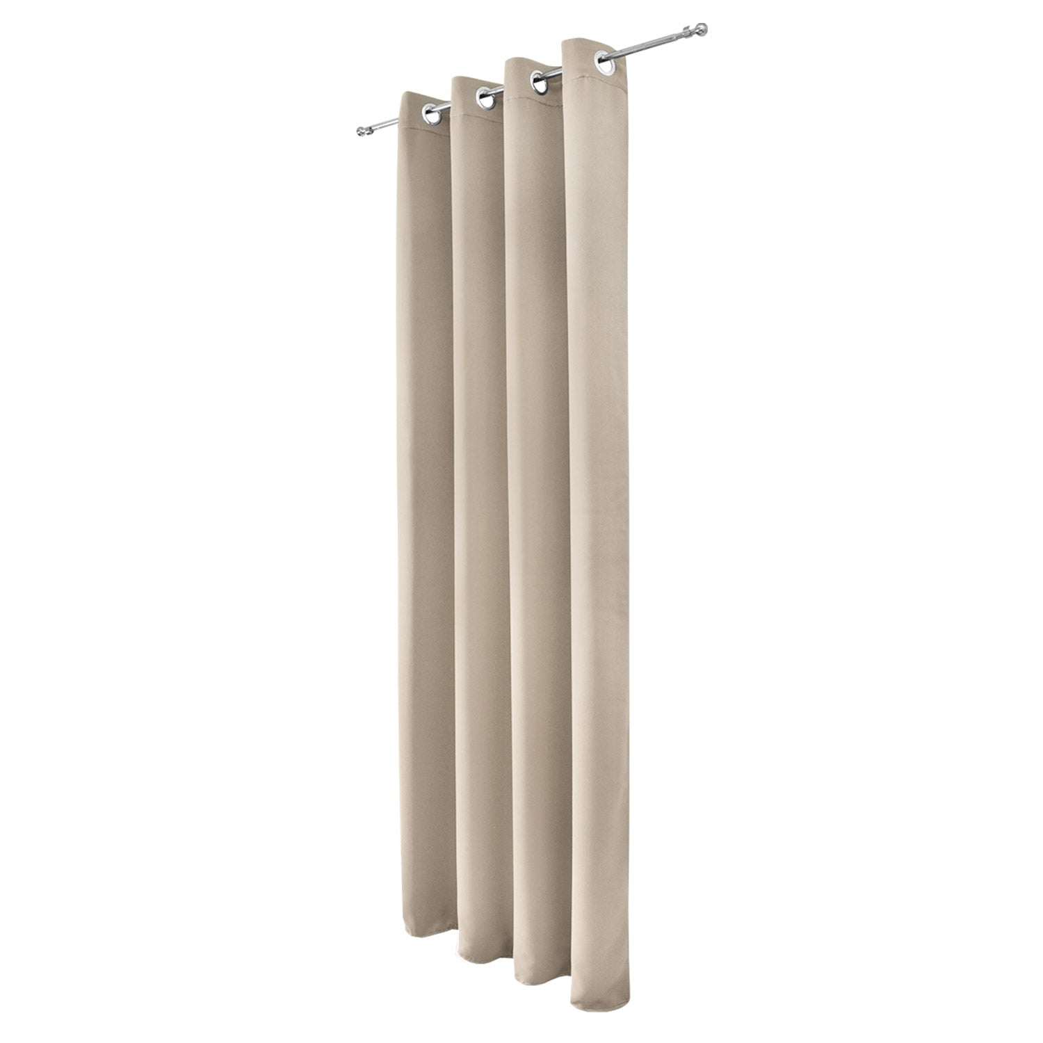 Beautissu Ösenschal Amelie blackout curtain set with metal grommets in beige, 100% polyester, light-blocking.