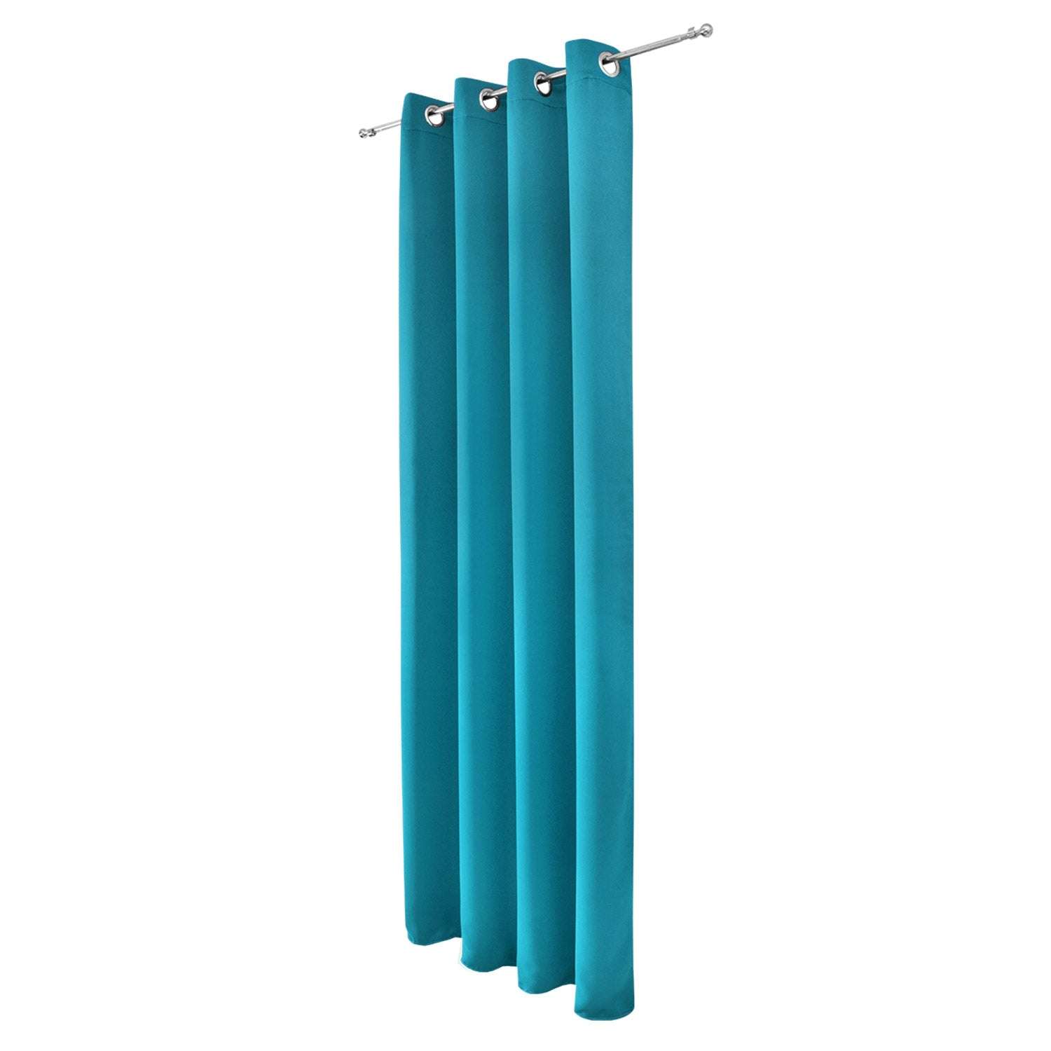 Beautissu Ösenschal Amelie blackout curtains, teal color, 100% polyester, 8 grommets, light blocking.
