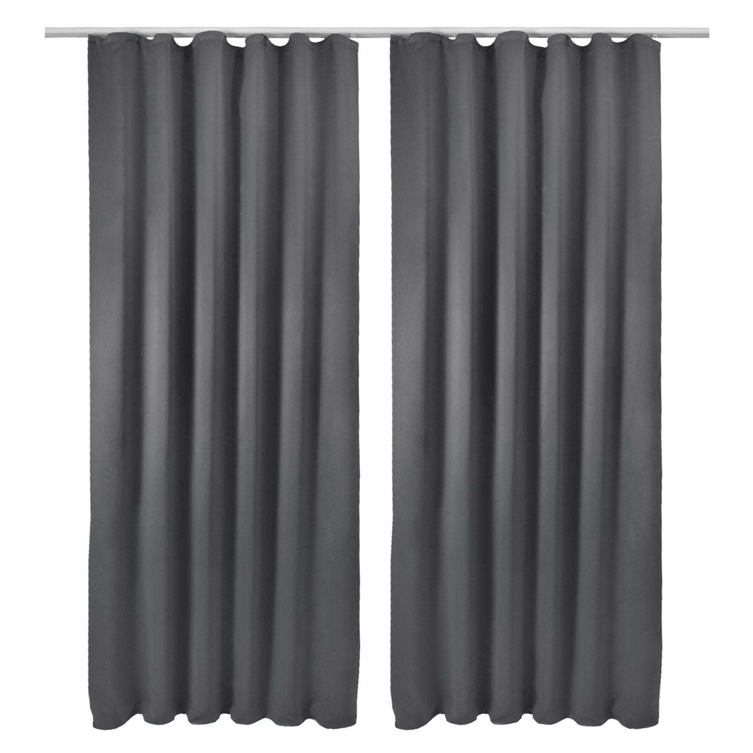 2er Set Beautissu Kräuselband Amelie Blackout Vorhänge in Grau, Verdunkelung, UV-beständig.