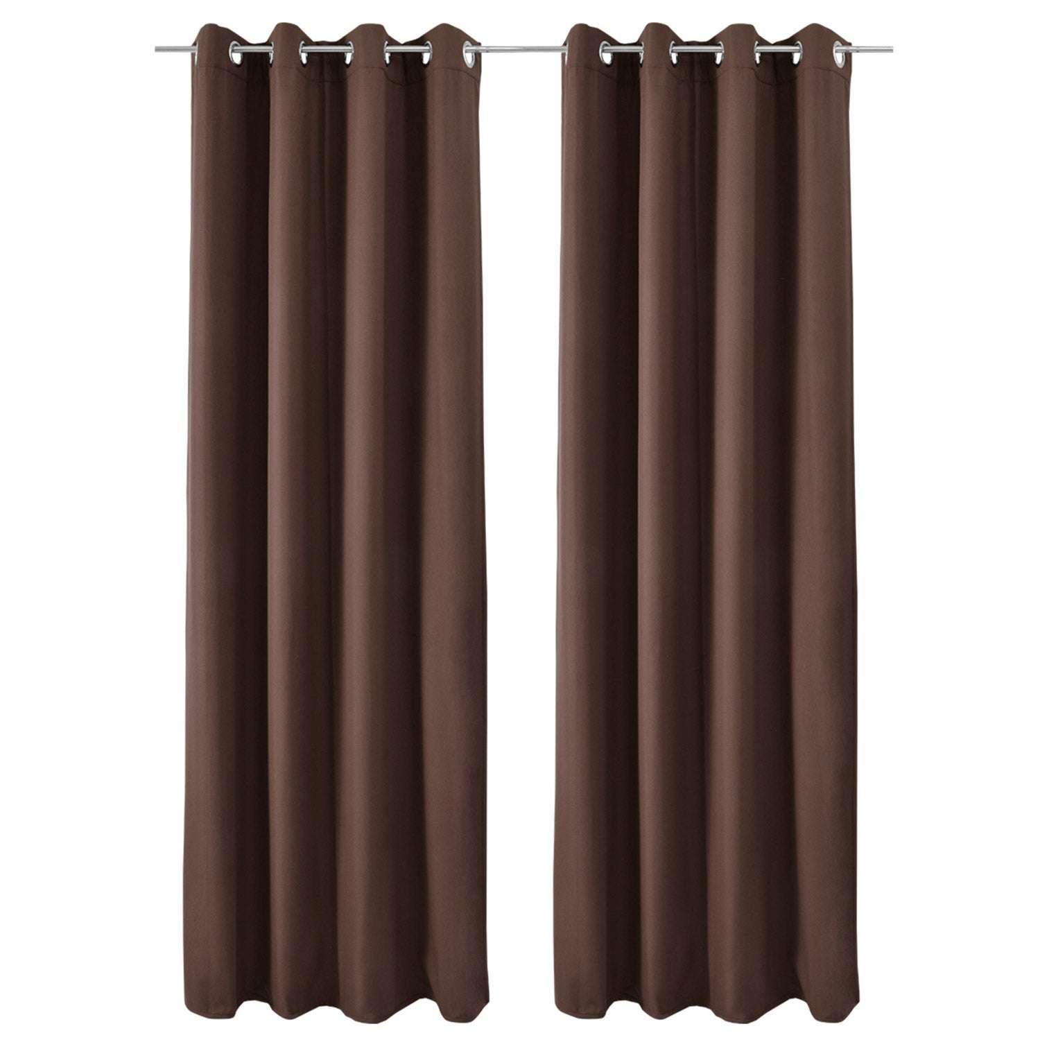 2er Set Beautissu Ösenschal Amelie Thermo Vorhänge in Braun, 100% Polyester, UV-beständig, Wärmeschutz.