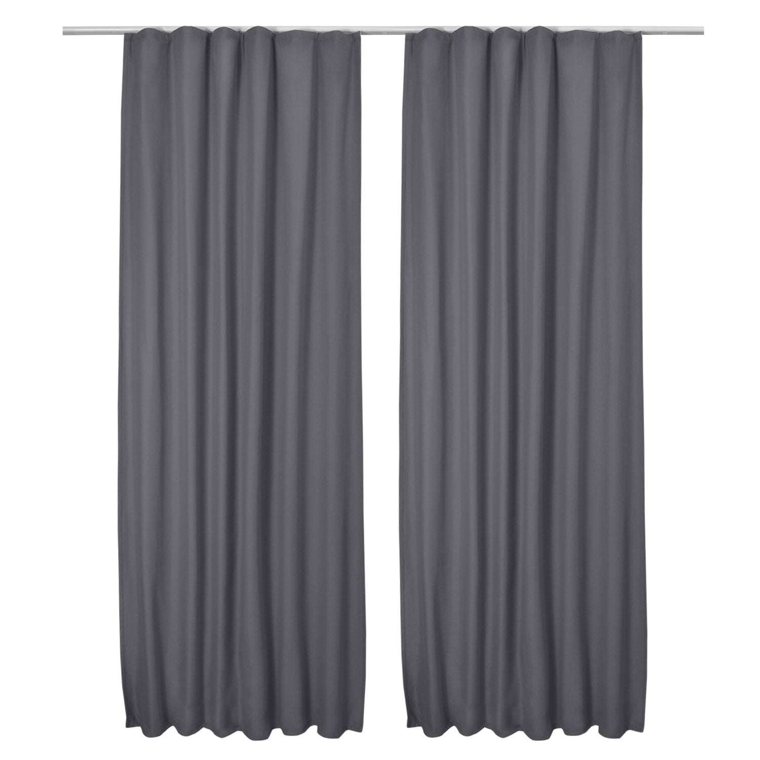 2er Set Beautissu Kräuselband Amelie Thermo Vorhänge in Grauton, 100% Polyester, isolierend, mit Universalband-Aufhängung.