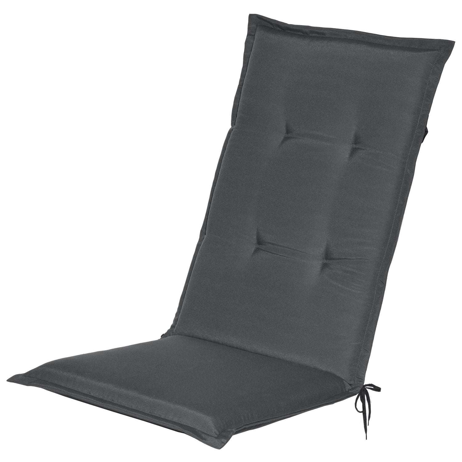 Beautissu Loft HL Hochlehner Auflage 120x50x6 cm in dunkelgrau, gepolsterte und rutschfeste Gartenstuhlauflage mit Befestigungsbändern, langlebig und komfortabel
