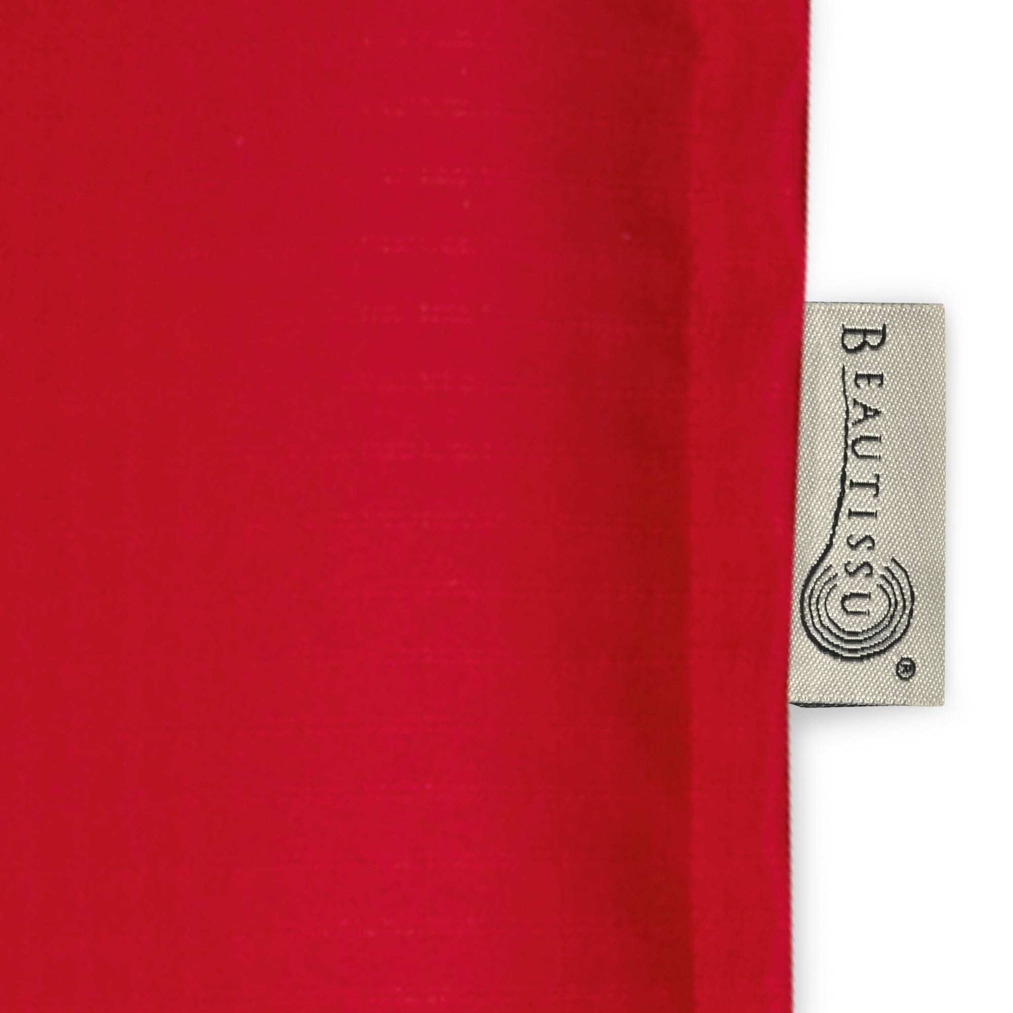 Beautissu Base HL Hochlehner Auflagen in vibrant red fabric with label detail.