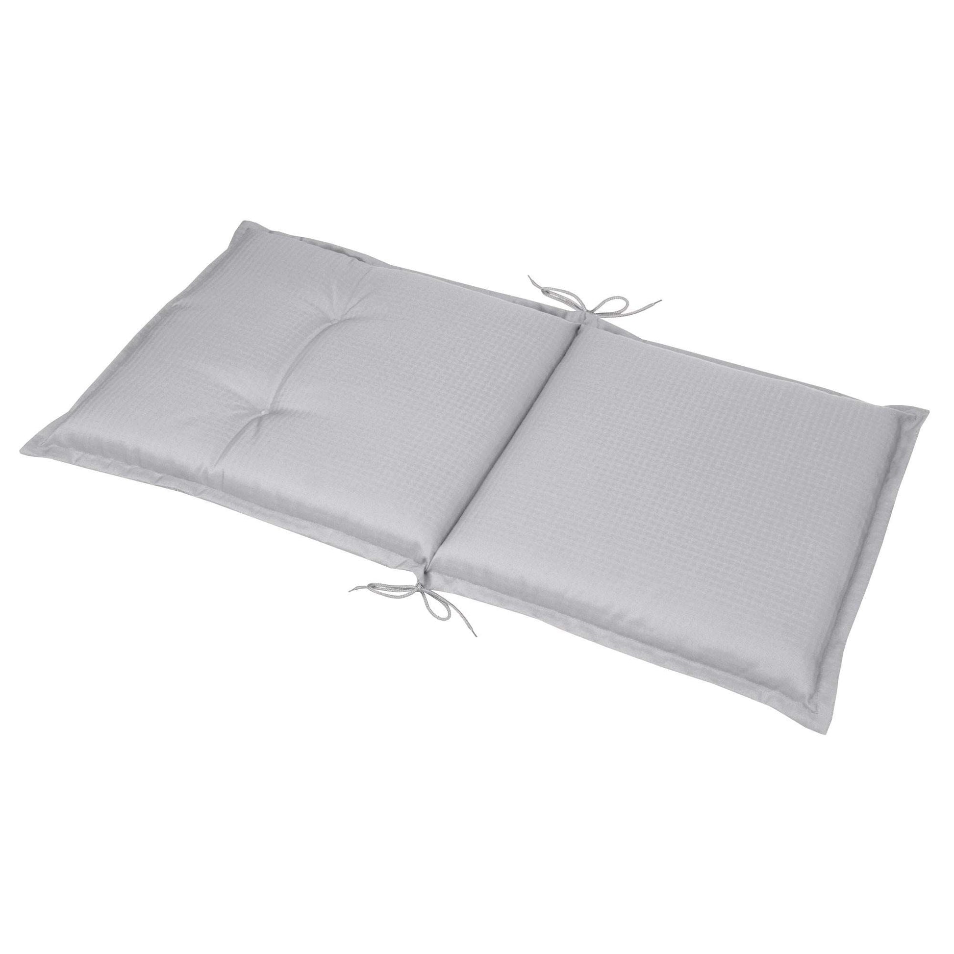 Beautissu Base NL Niedriglehner cushion in light grey, 100x50x6 cm, high-quality garden chair pad with fixing straps for secure fit.