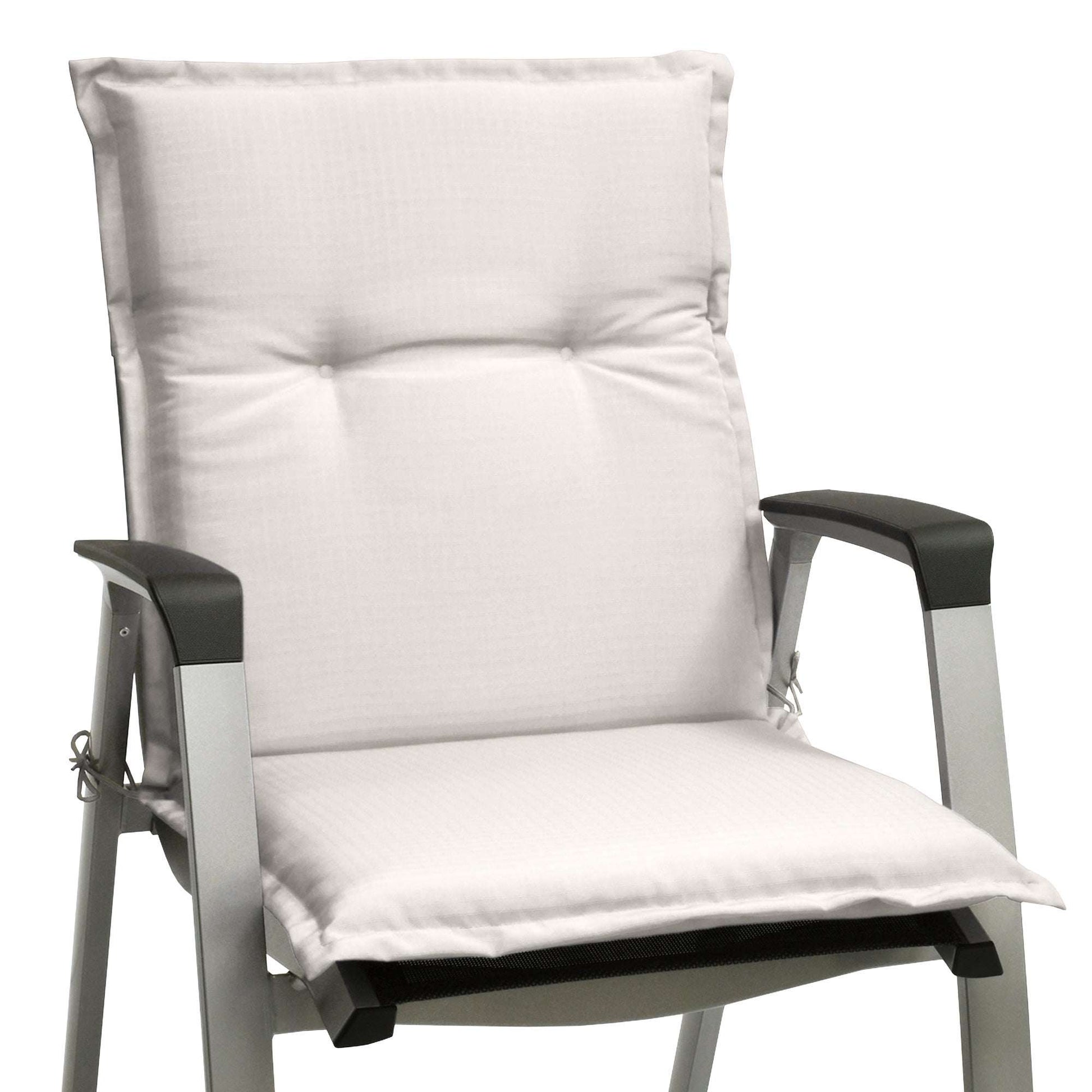 Cushioned Gartenstuhl seat pad with backrest in white, 100x50x6 cm, Beautissu Base NL.