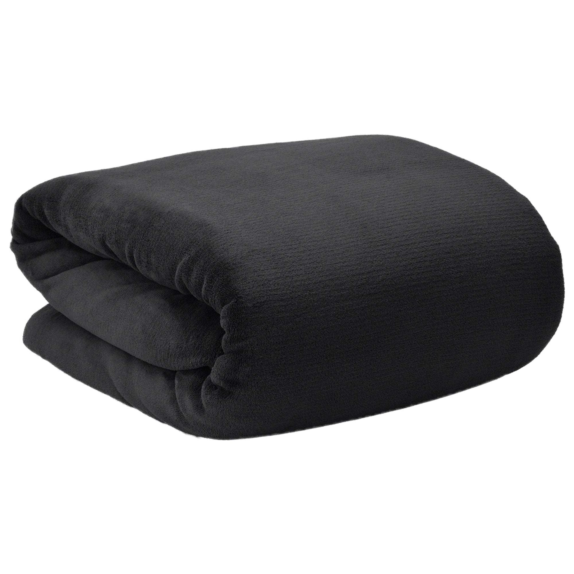 Beautissu XXL Kuscheldecke Aurelia 220x240cm in schwarzem Coral-Fleece Polyester.