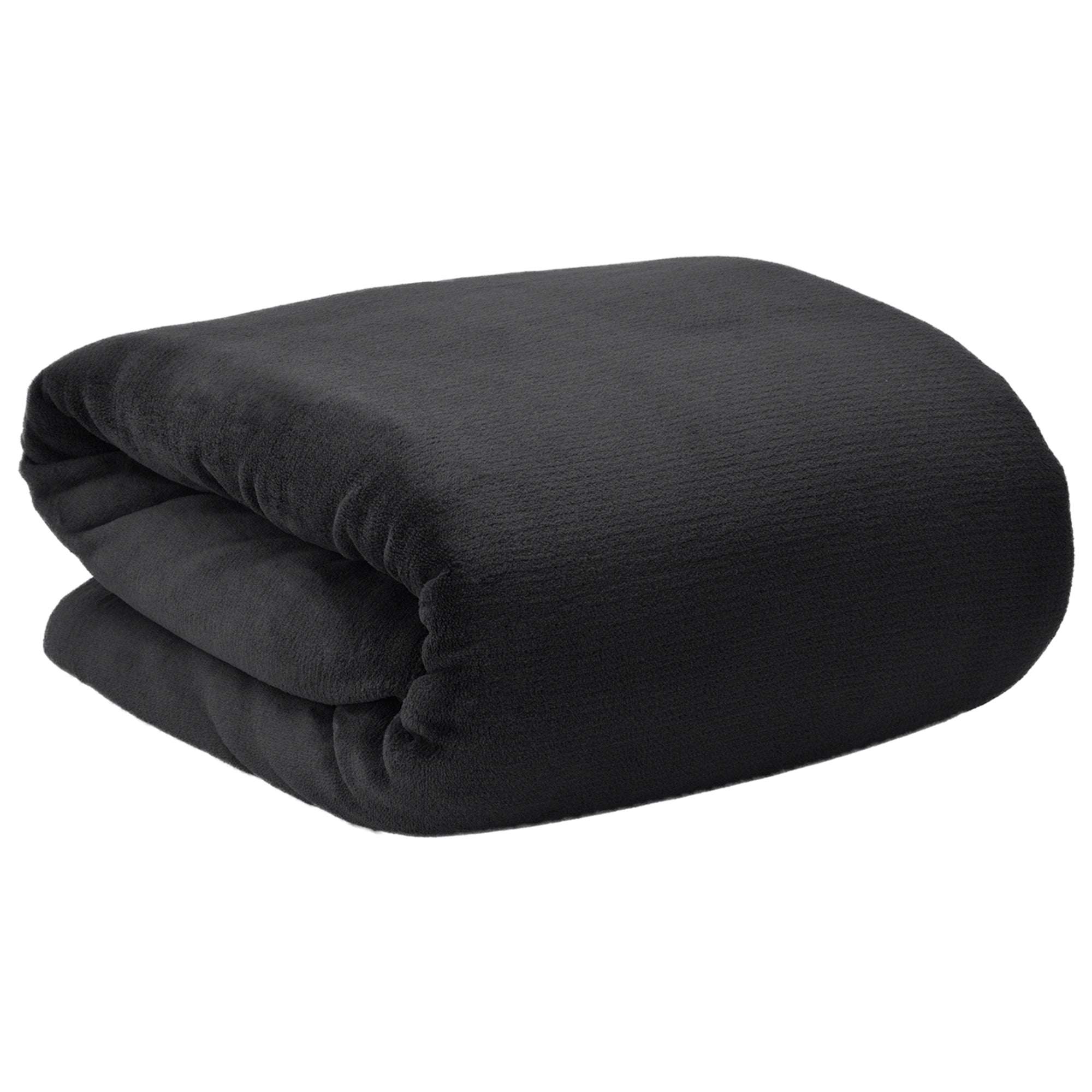 Beautissu XXL Kuscheldecke Aurelia 220x240cm in schwarzem Coral-Fleece Polyester.