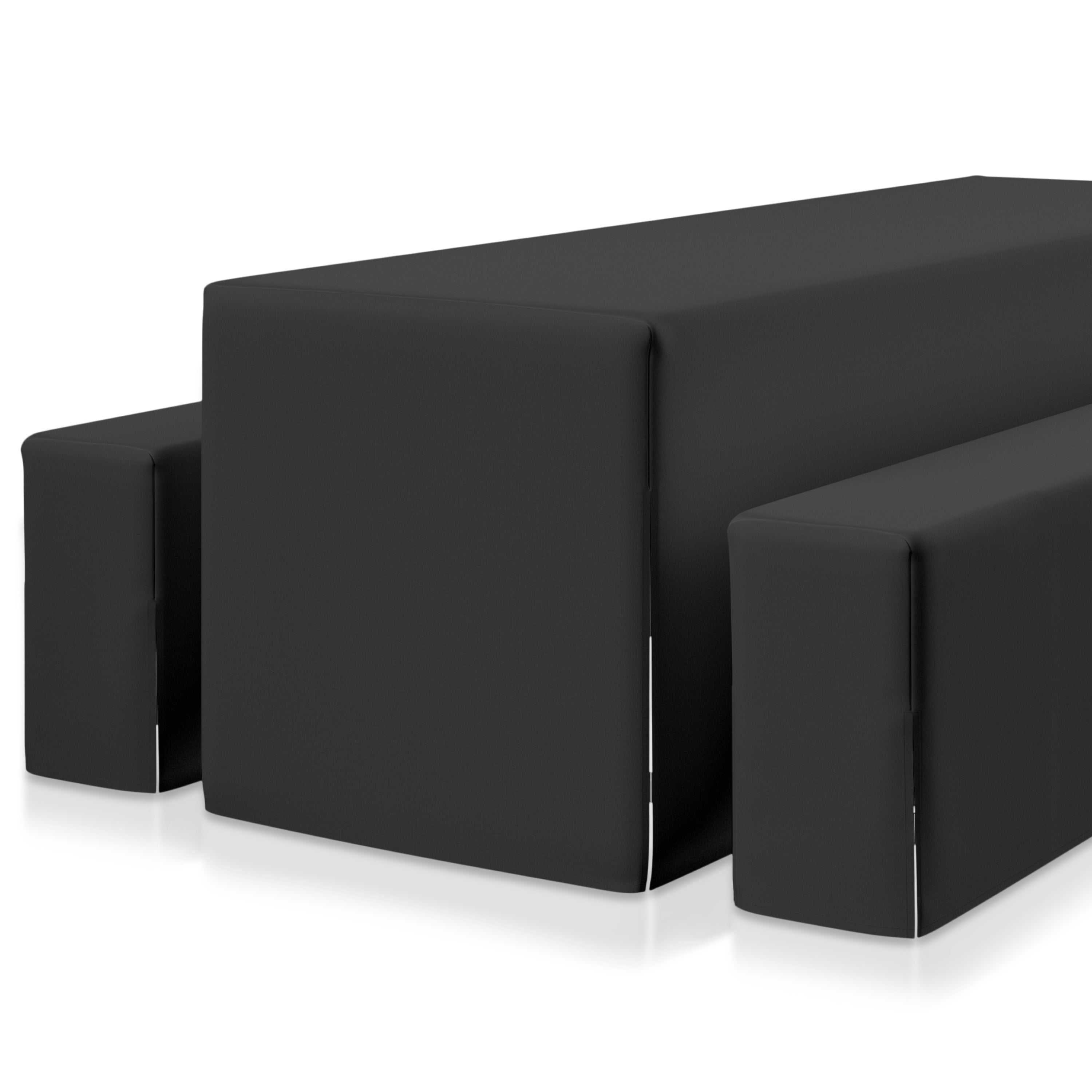 Beautissu Premium L Biertischhusse in black for 50/70cm tables, elegant 3-piece set for events.