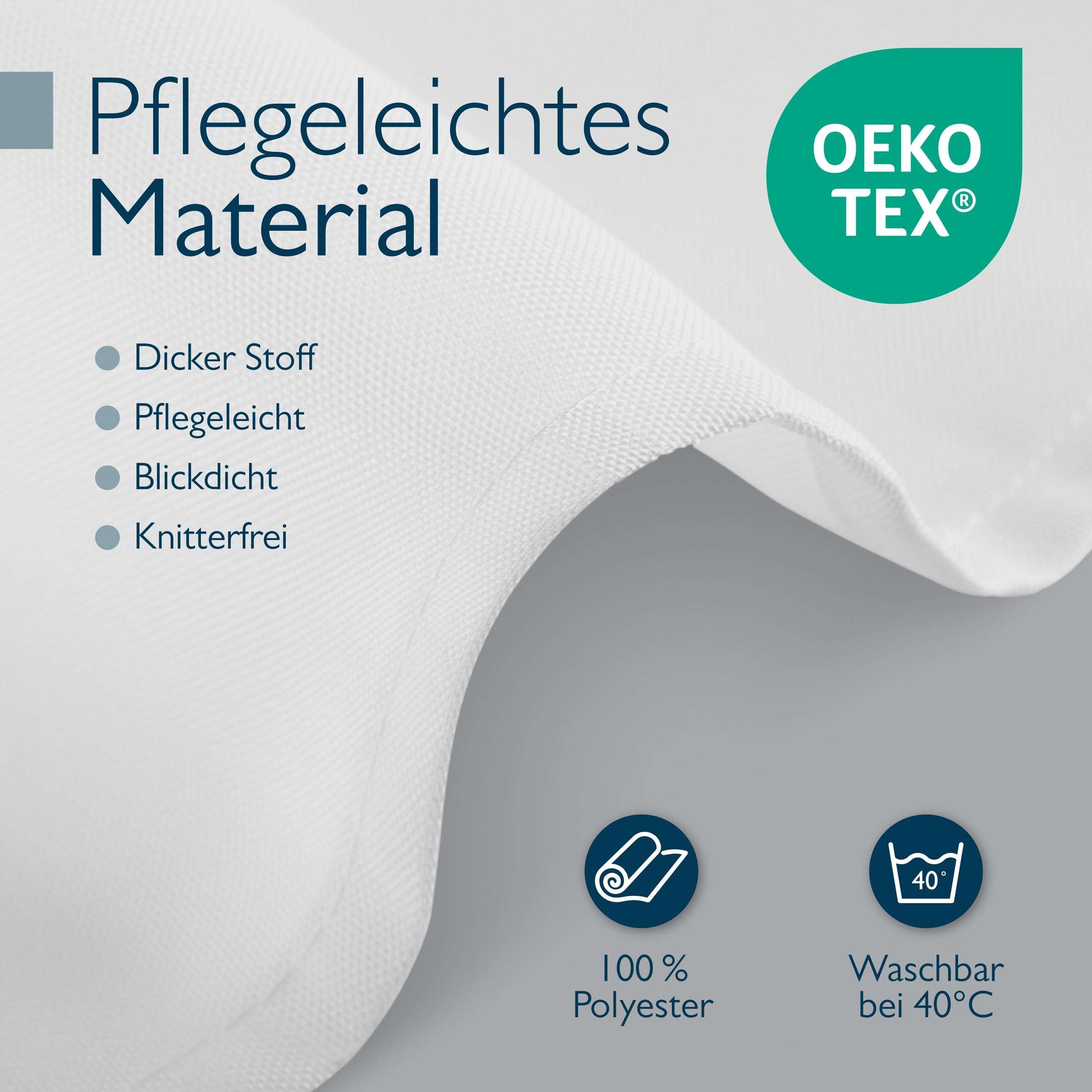 White polyester fabric of Beautissu Weißer Stehtisch with washable and wrinkle-free material features