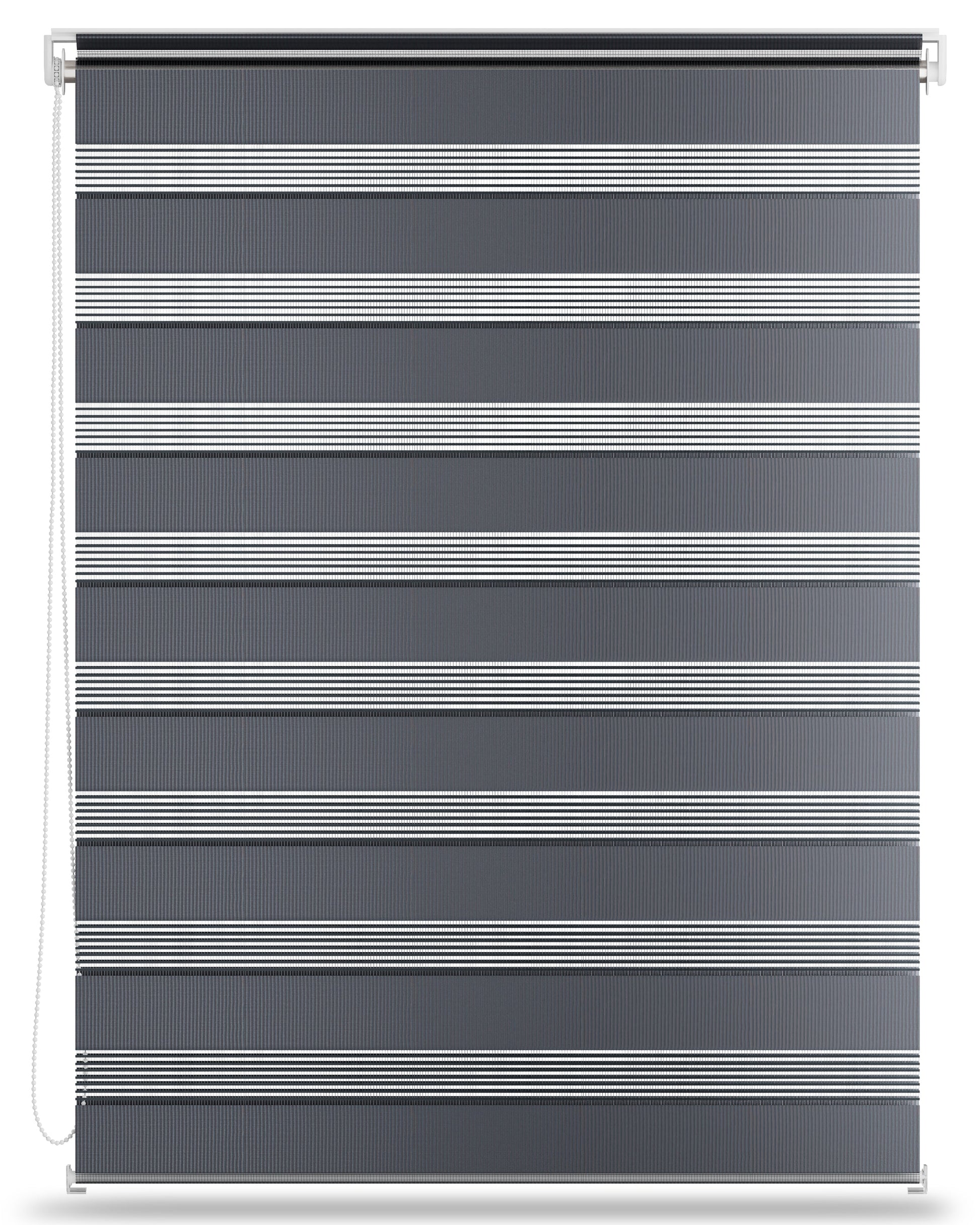 Doppelrollo SolDecor DL2 in modern striped design with cord pull.