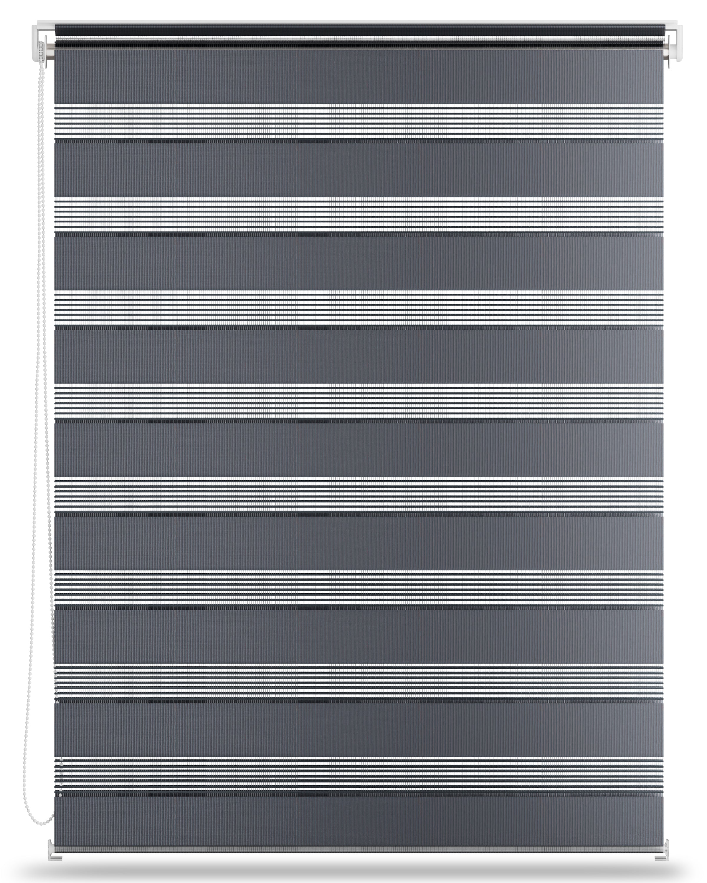 Doppelrollo SolDecor DL2 in modern striped design with cord pull.