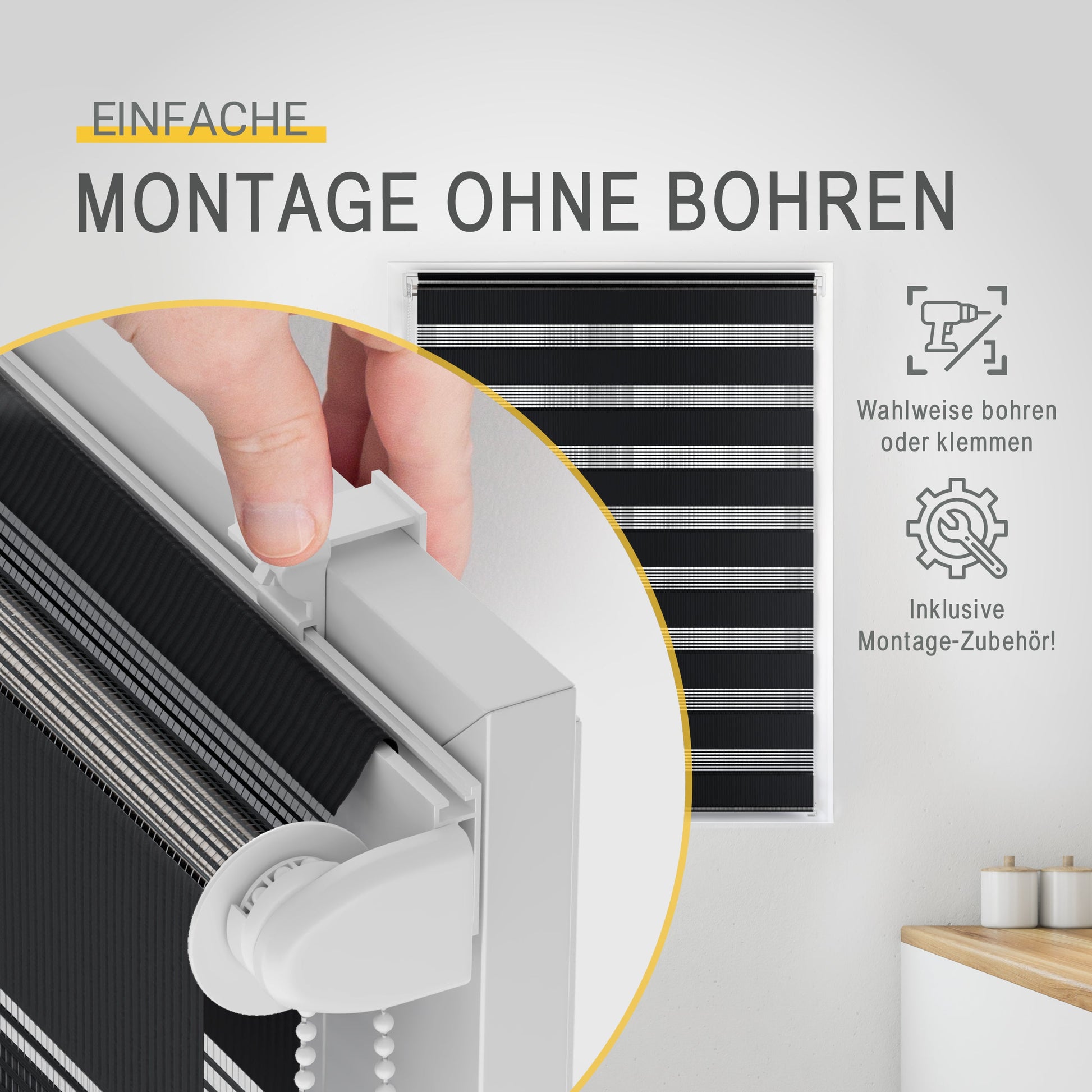Sol Royal Doppelrollo SolDecor DL2, einfache Montage ohne Bohren, Klemmfix System, lichtdurchlässig, Polyester, inkl. Montagematerial, ideale Blend- und Sichtschutz-Lösung.