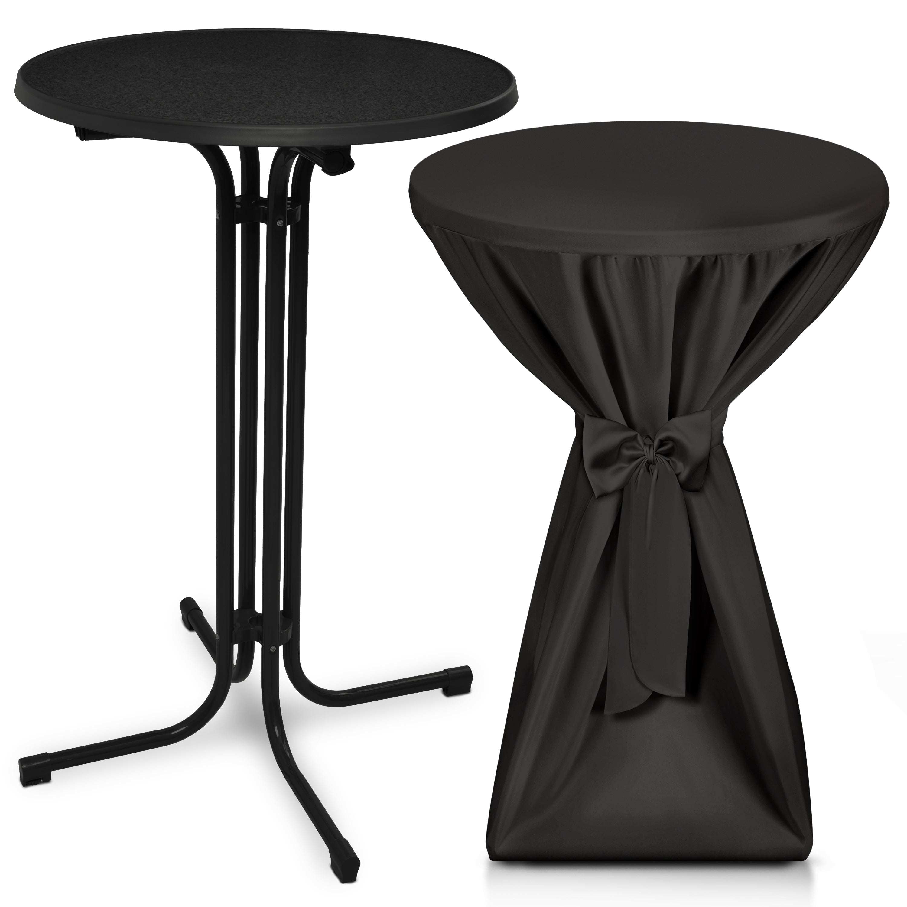 Black foldable standing table Bellini with premium black stretch cover, suitable for events, weather-resistant and elegant design
