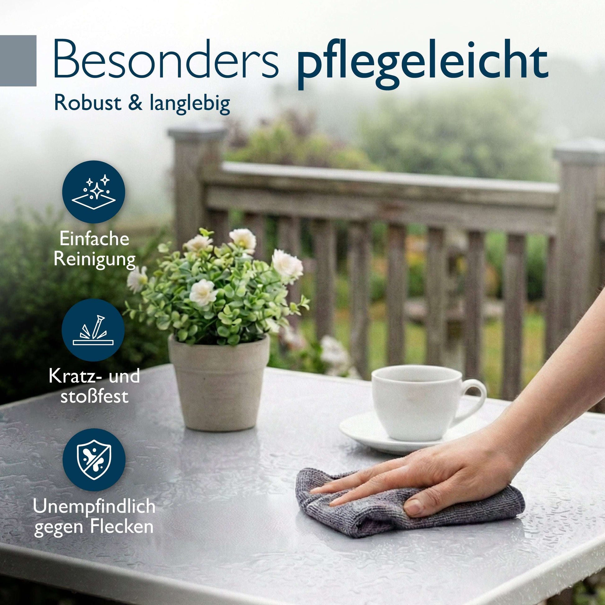Gartentisch Bistrotisch klappbar mit wasserfester, kratzfester Tischplatte und rostfreiem Stahlgestell für Balkon und Garten