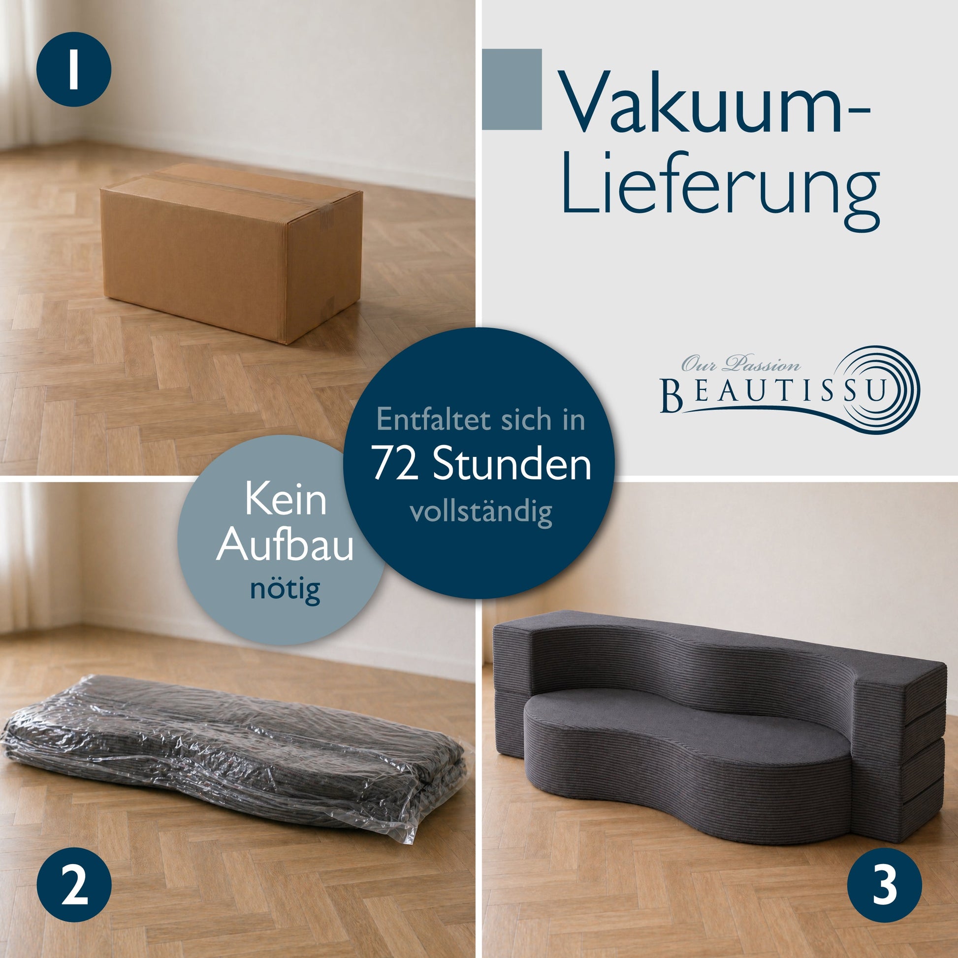 Modernes Klappsofa mit Schlaffunktion in Cord-Optik, 2-Sitzer und Gästebett, platzsparend und komfortabel