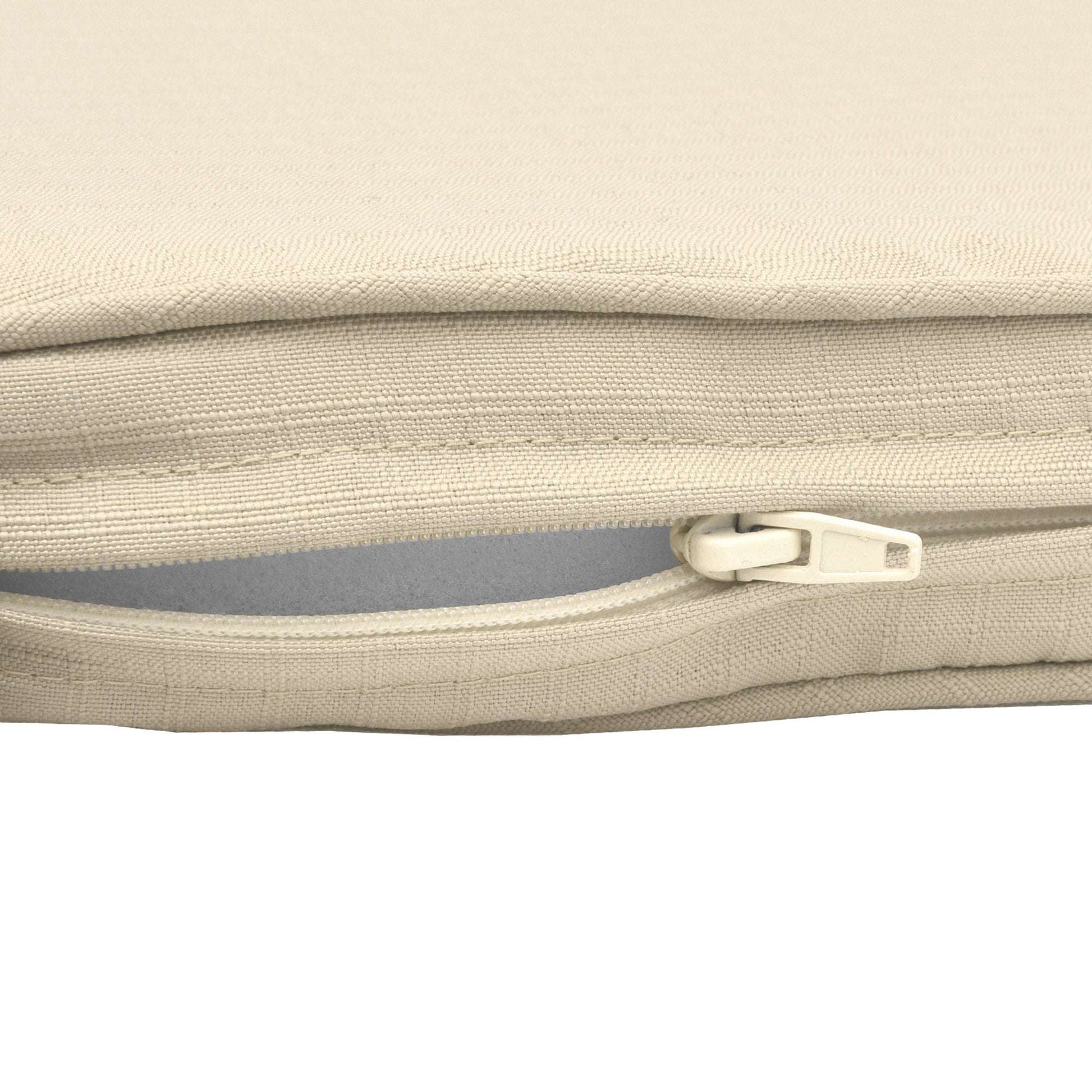 Beautissu Base BK seat cushion with zipper in beige fabric, featuring thick padding and stylish piping.