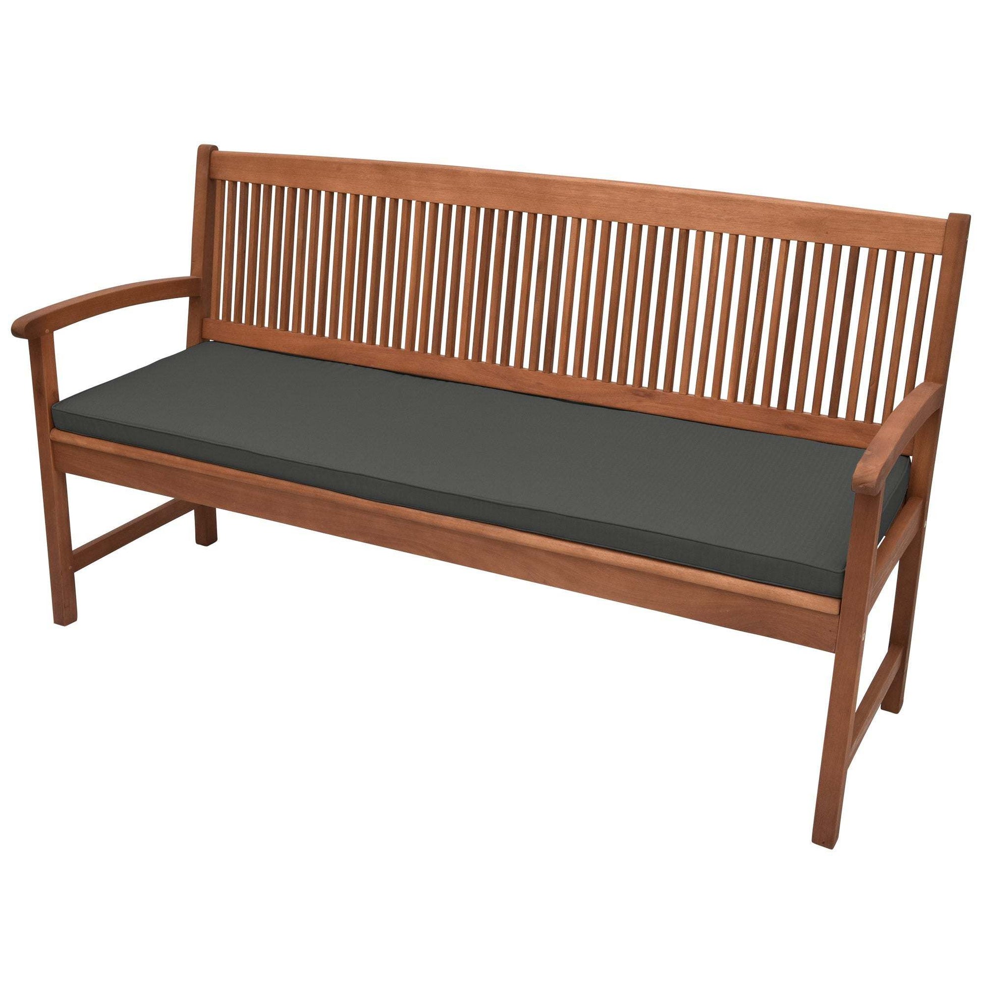 Beautissu Base BK bench cushion on wooden garden bench, stylish seat pad for comfort.
