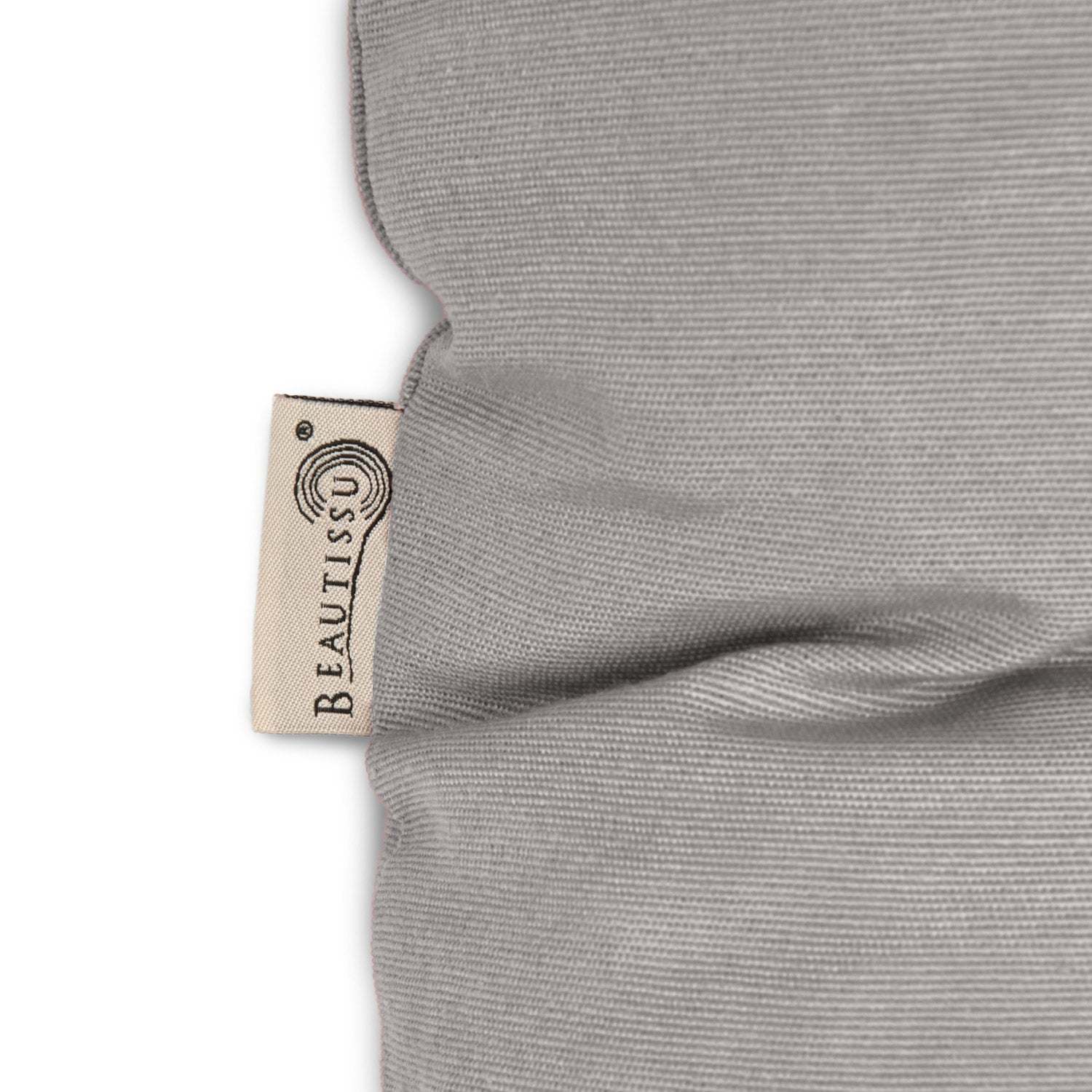 Beautissu Bankauflagen Flair BK grey cushion detail with label.