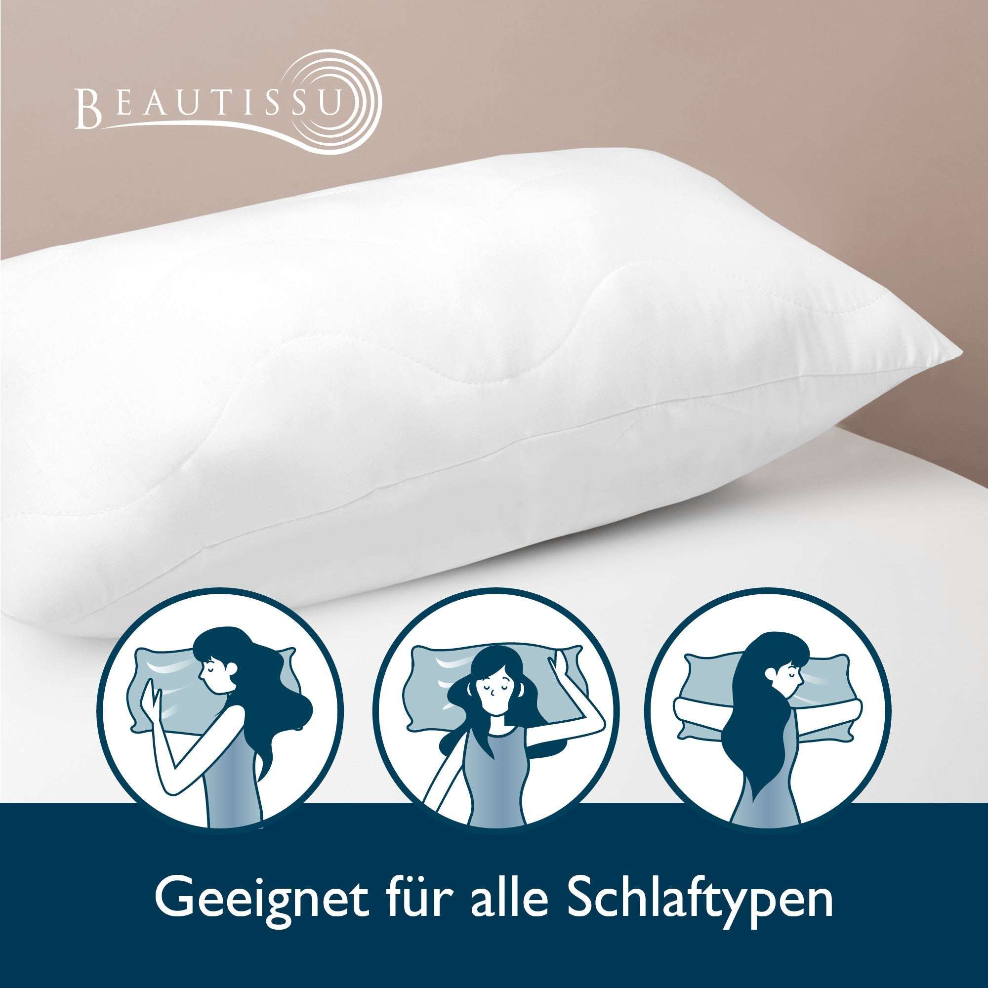 Beautissu BeauNuit UK microfiber pillow set, hypoallergenic, OEKO-TEX certified, suitable for all sleepers.