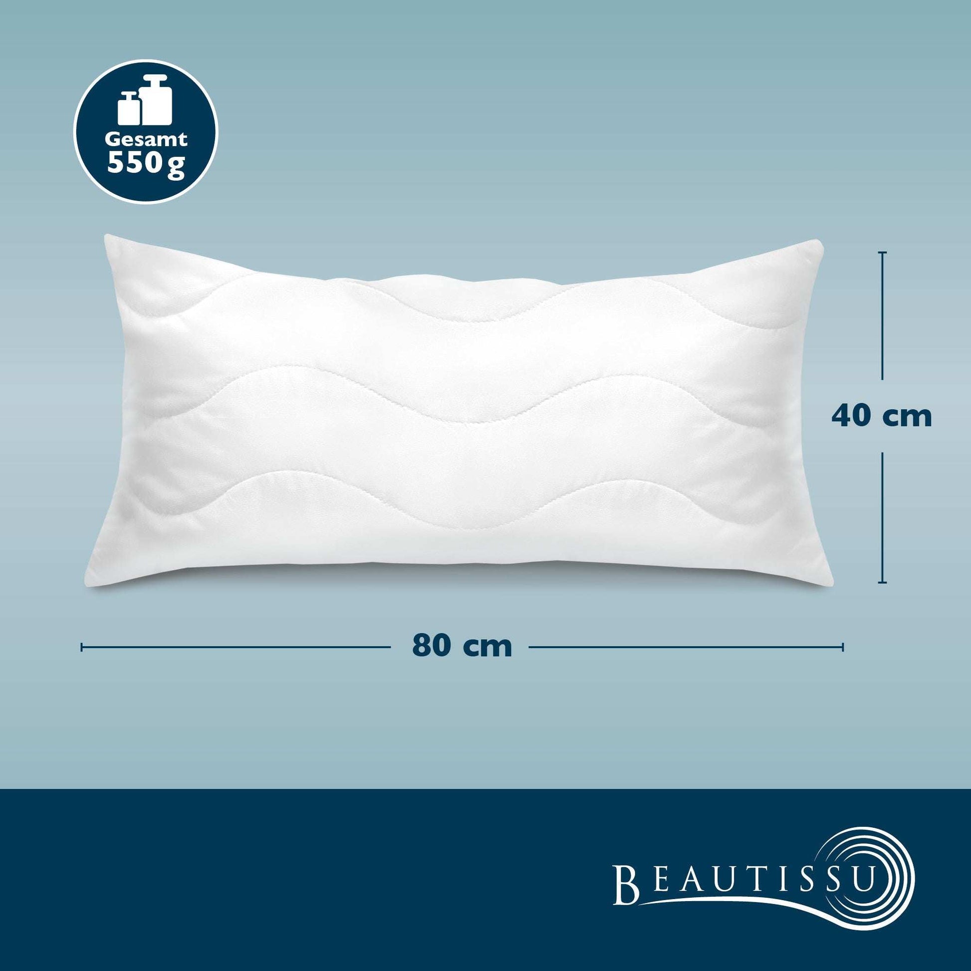Beautissu BeauNuit UK Mikrofaser Kopfkissen 40x80cm mit OEKO-TEX Zertifikat.