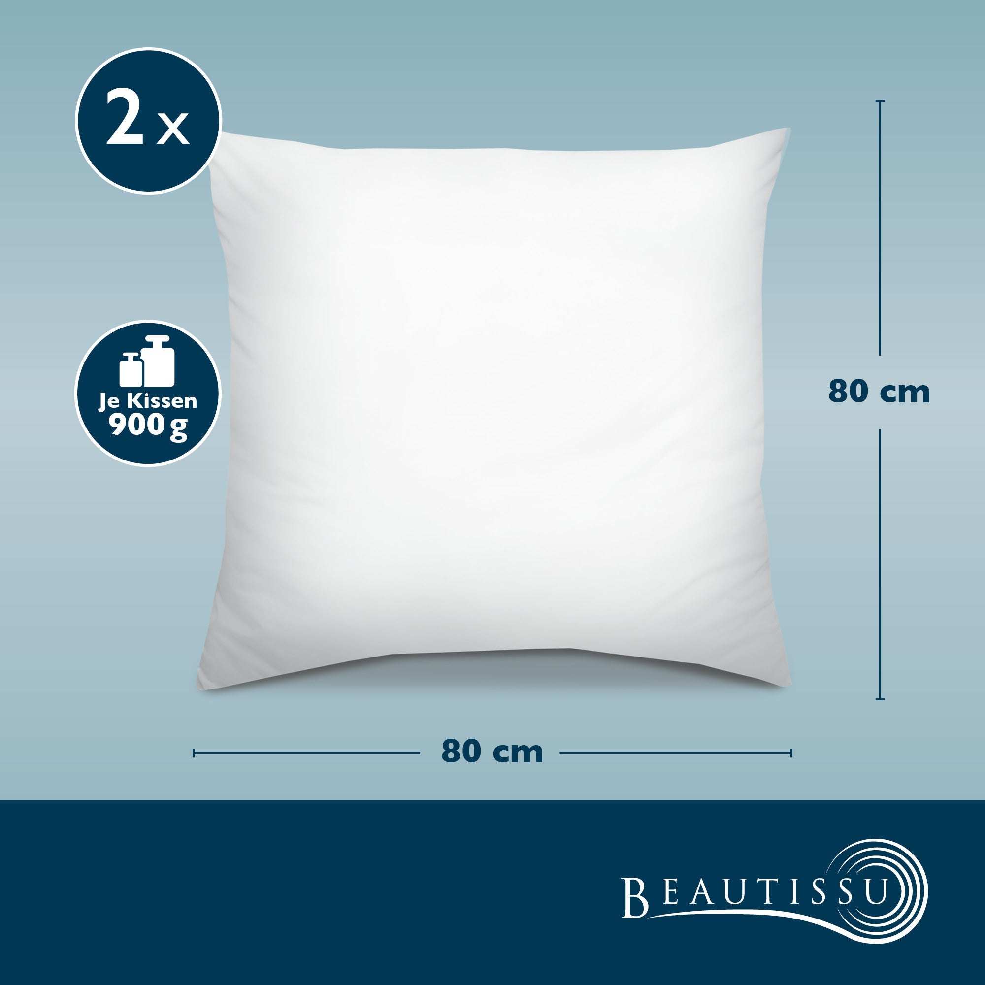 Beautissu BeauNuit NK microfiber pillow, 80x80cm, OEKO-TEX certified, allergen-free.