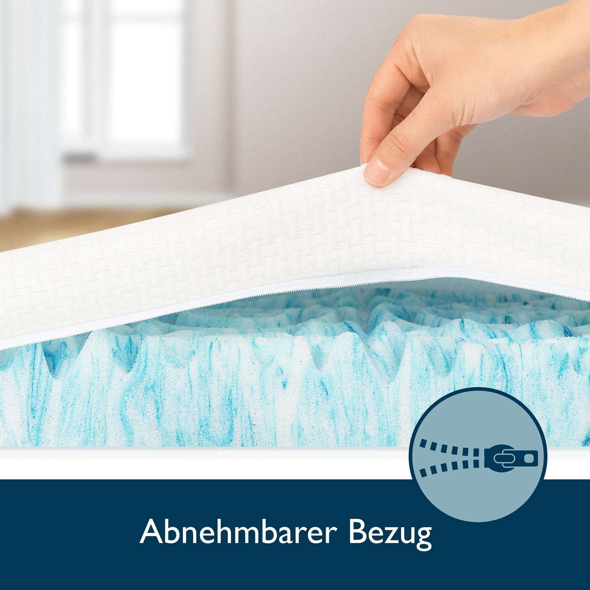 Beautissu BeauNuit MT Lux mattress topper with removable cover and 7-zone wavy design.