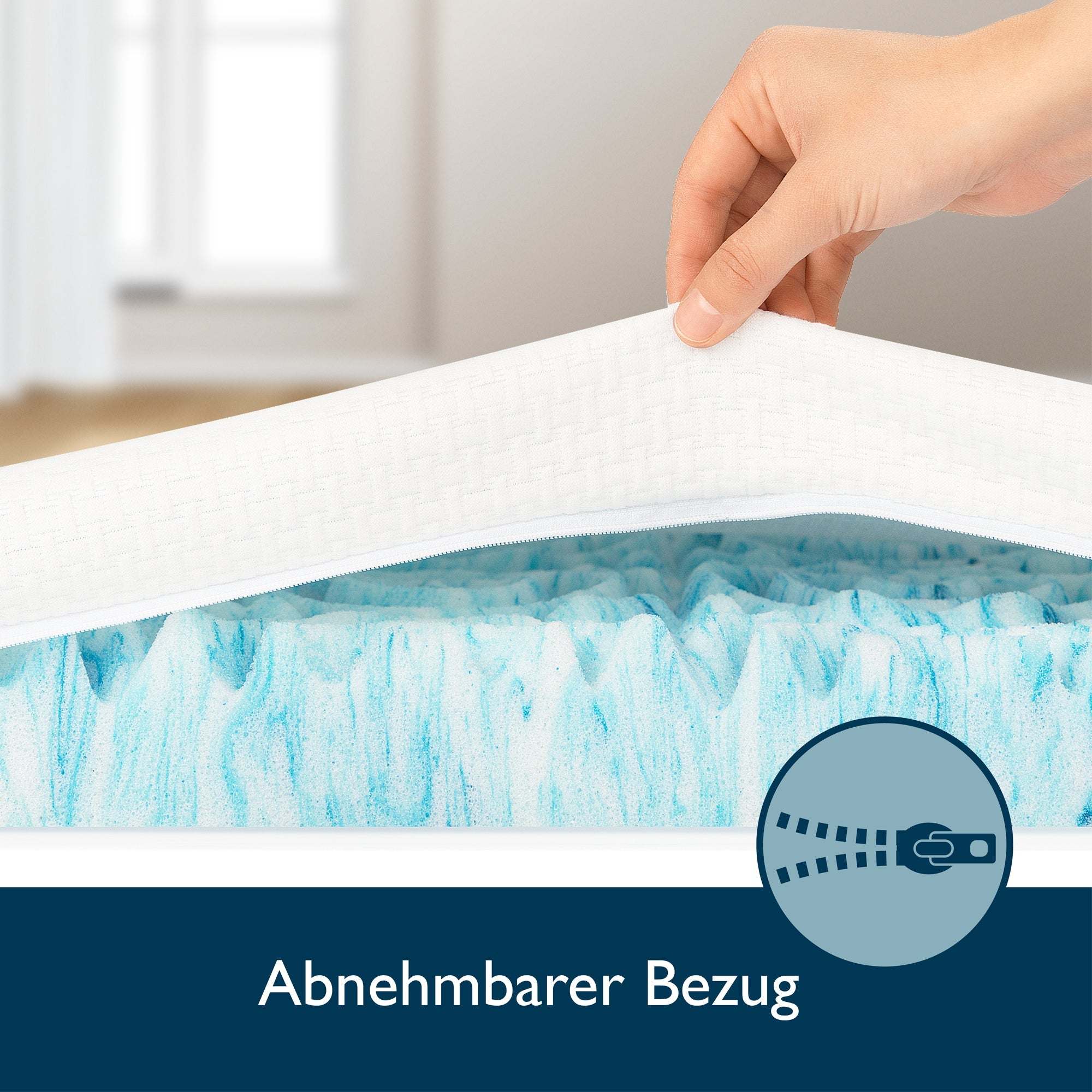 Beautissu BeauNuit MT Lux mattress topper with removable cover and 7-zone wavy design.
