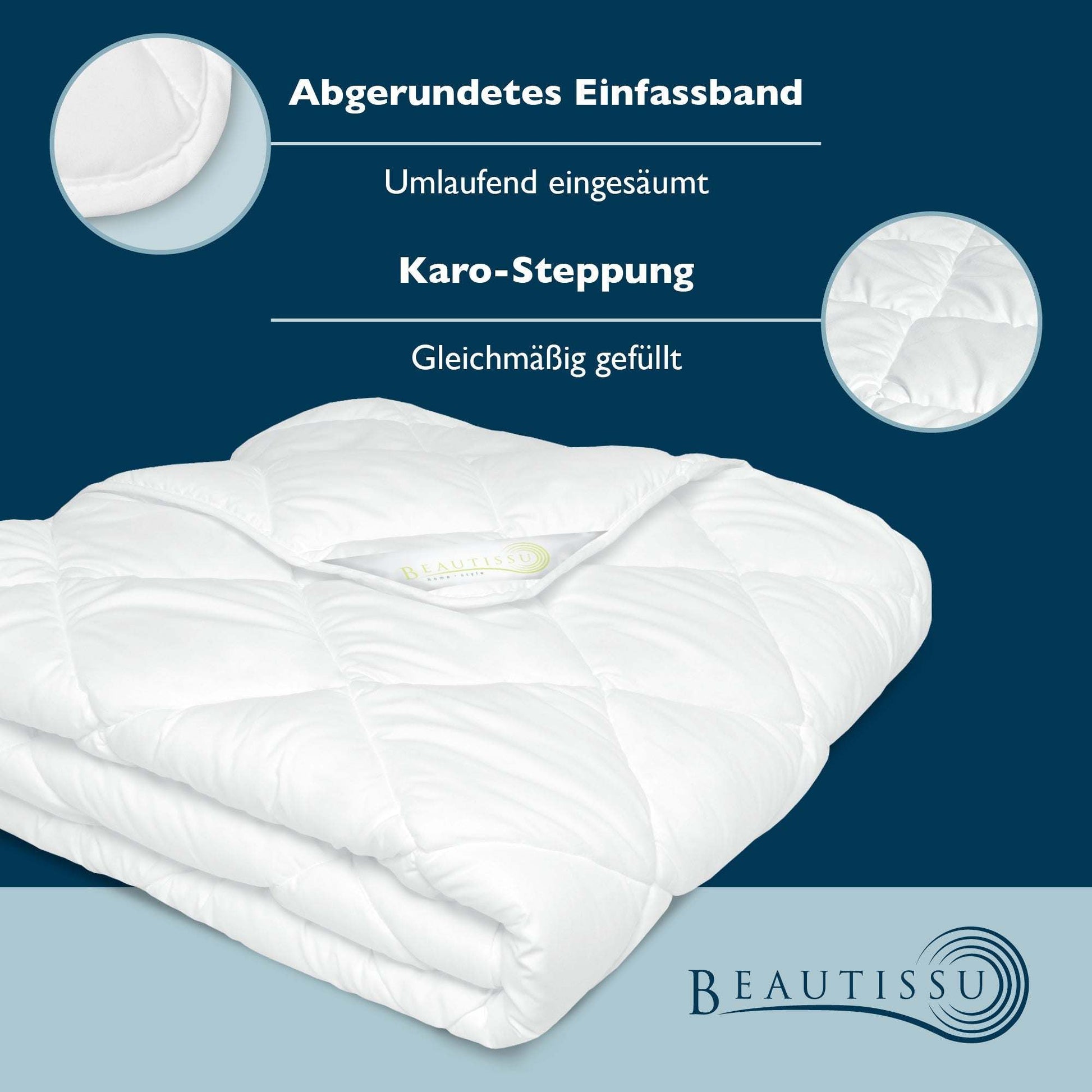 Beautissu BeauNuit MD quilt with quilted design and edging, suitable for allergy sufferers.