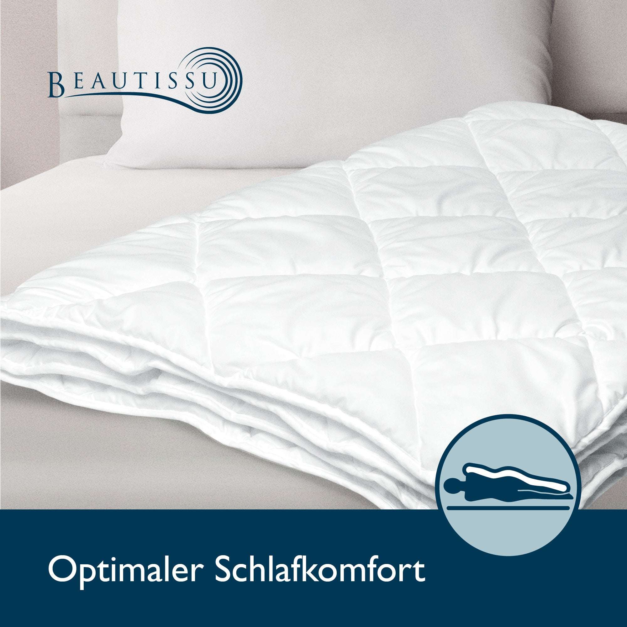 Beautissu BeauNuit MD Bettdecke 135x200cm bis 240x260cm mit Karosteppung für optimalen Schlafkomfort.